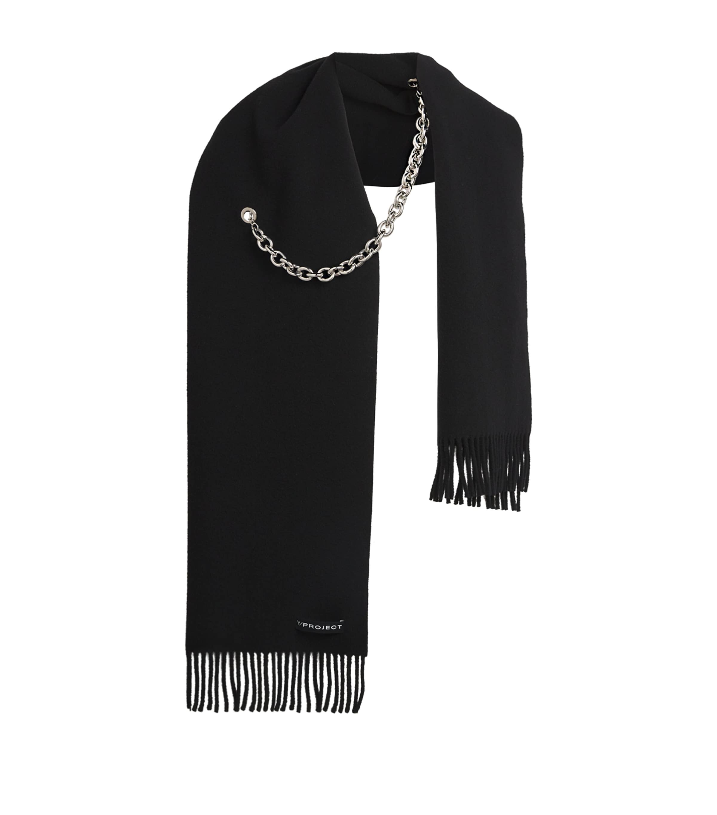 Y/project Virgin Wool Chain Scarf In Black