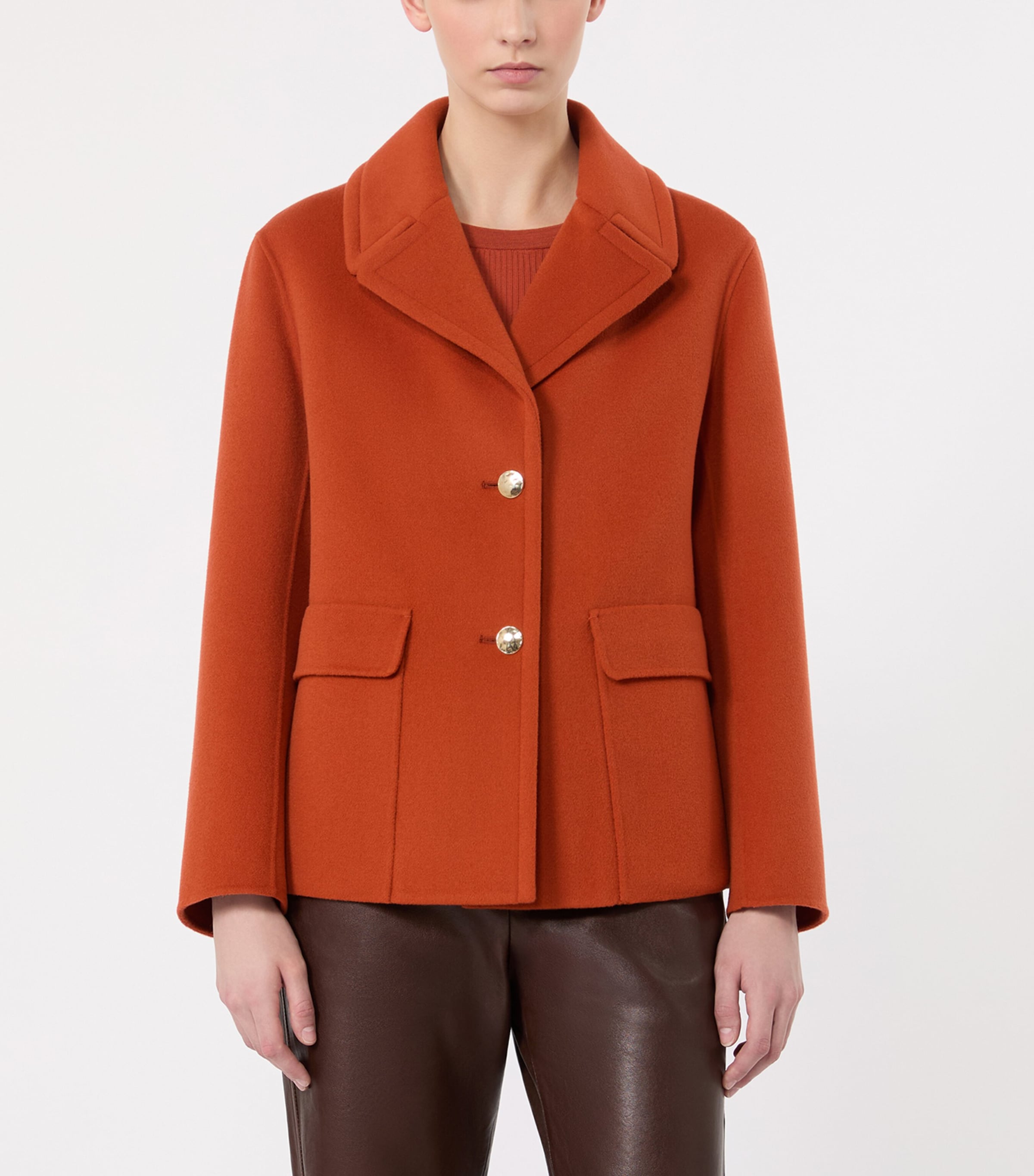 Max Mara Womens Virgin Wool Single-Breasted Jacket Orange Image 3
