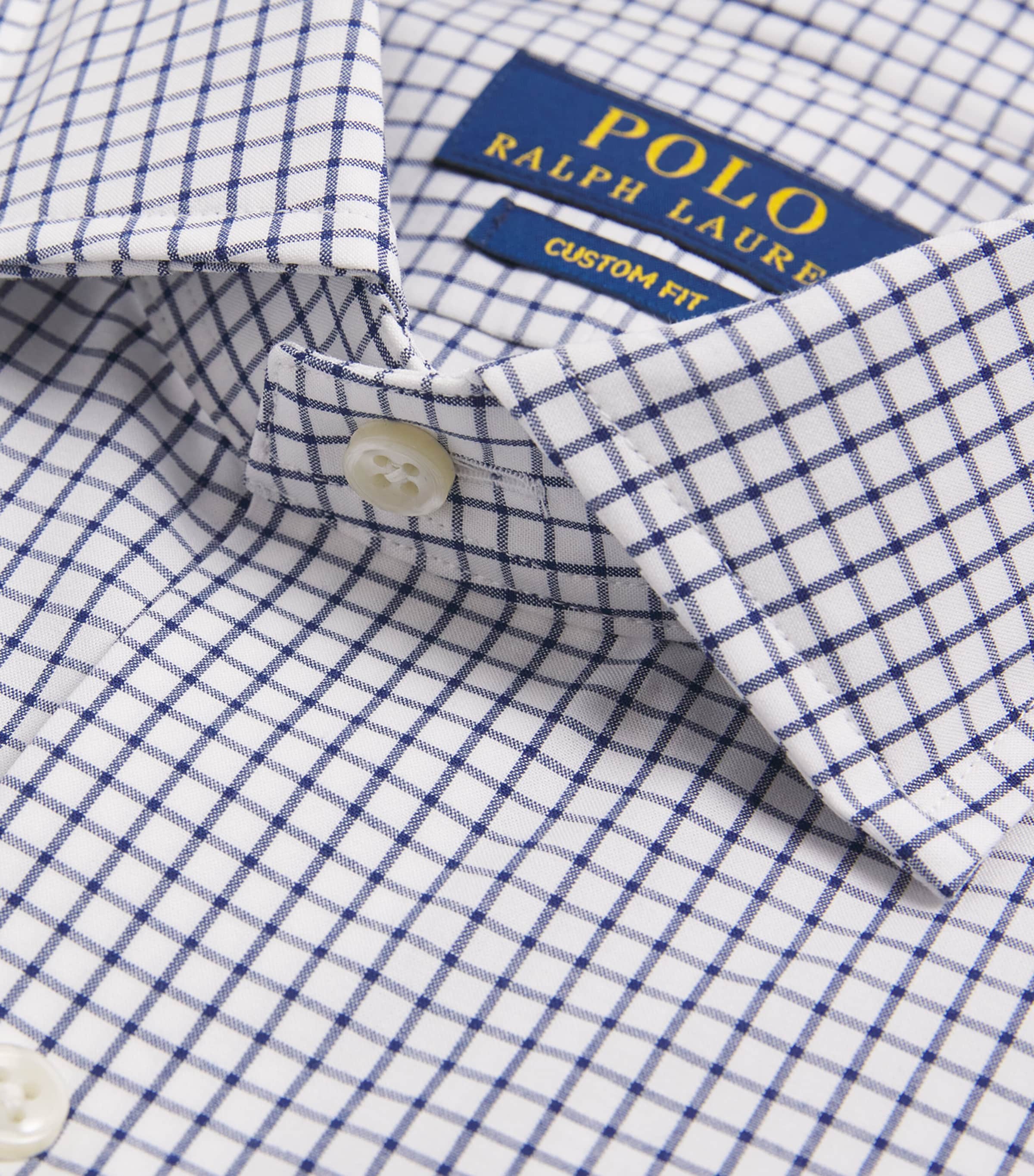 Polo Ralph Lauren Mens Cotton Poplin Check Shirt White Navy Image 5