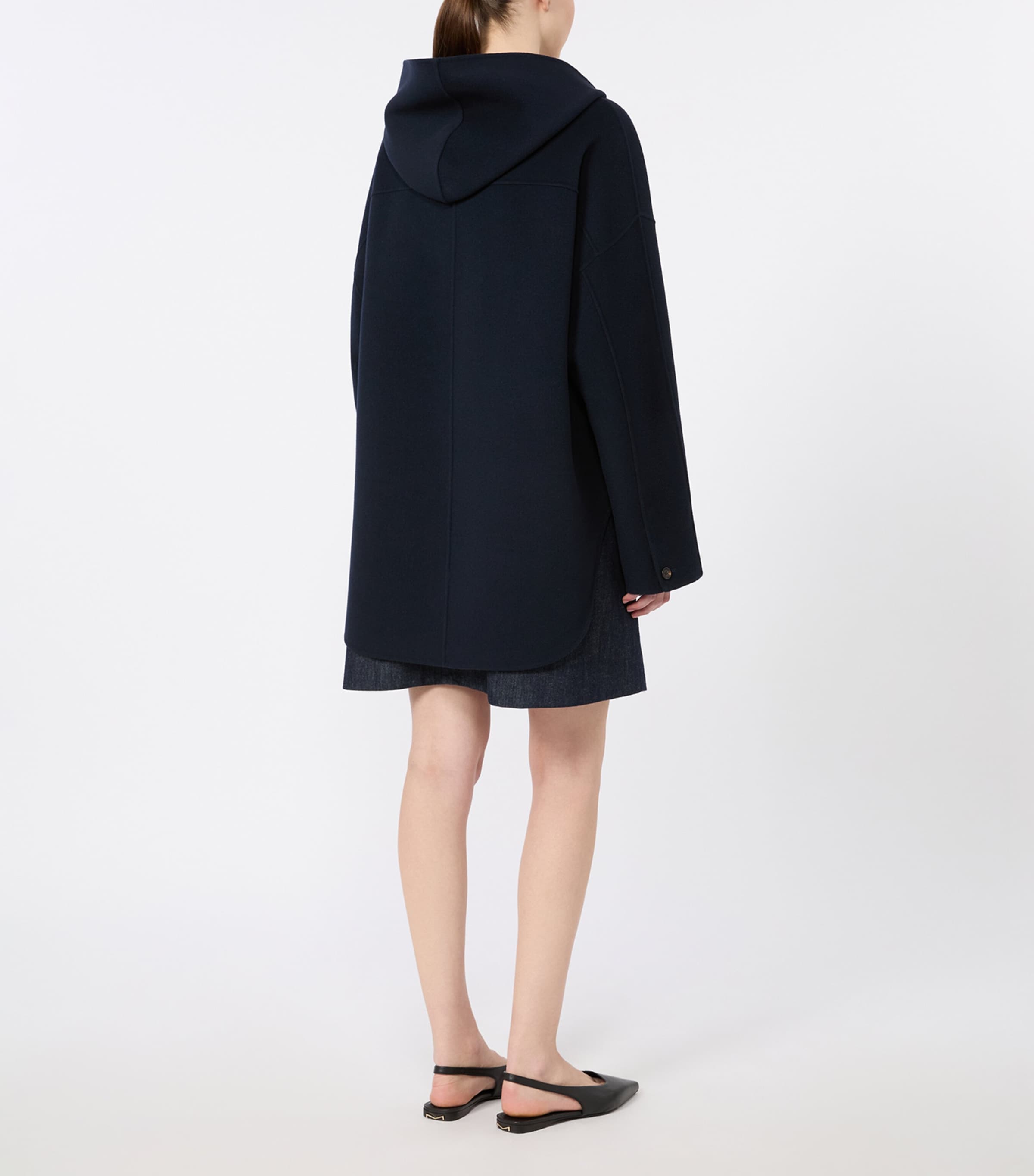 Max Mara Womens Virgin Wool Hooded Coat Midnightblue Image 4