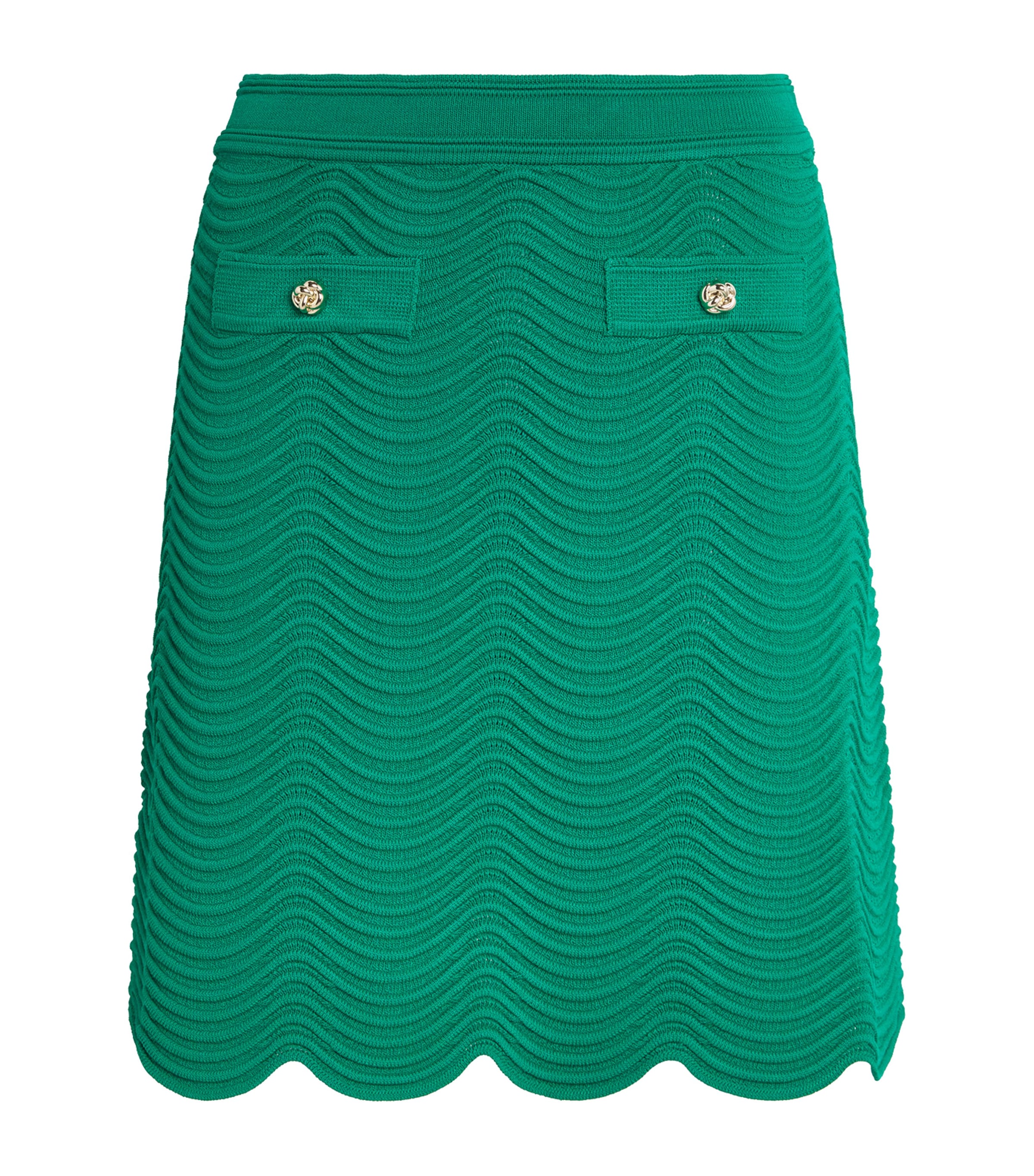 Sandro Paris Womens Knitted Mini Skirt Emeuraude Green Image 1