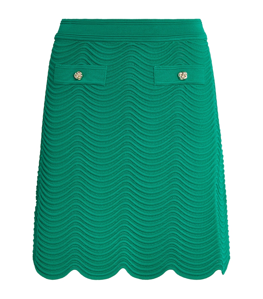 Sandro Paris Womens Knitted Mini Skirt Emeuraude Green Image 1