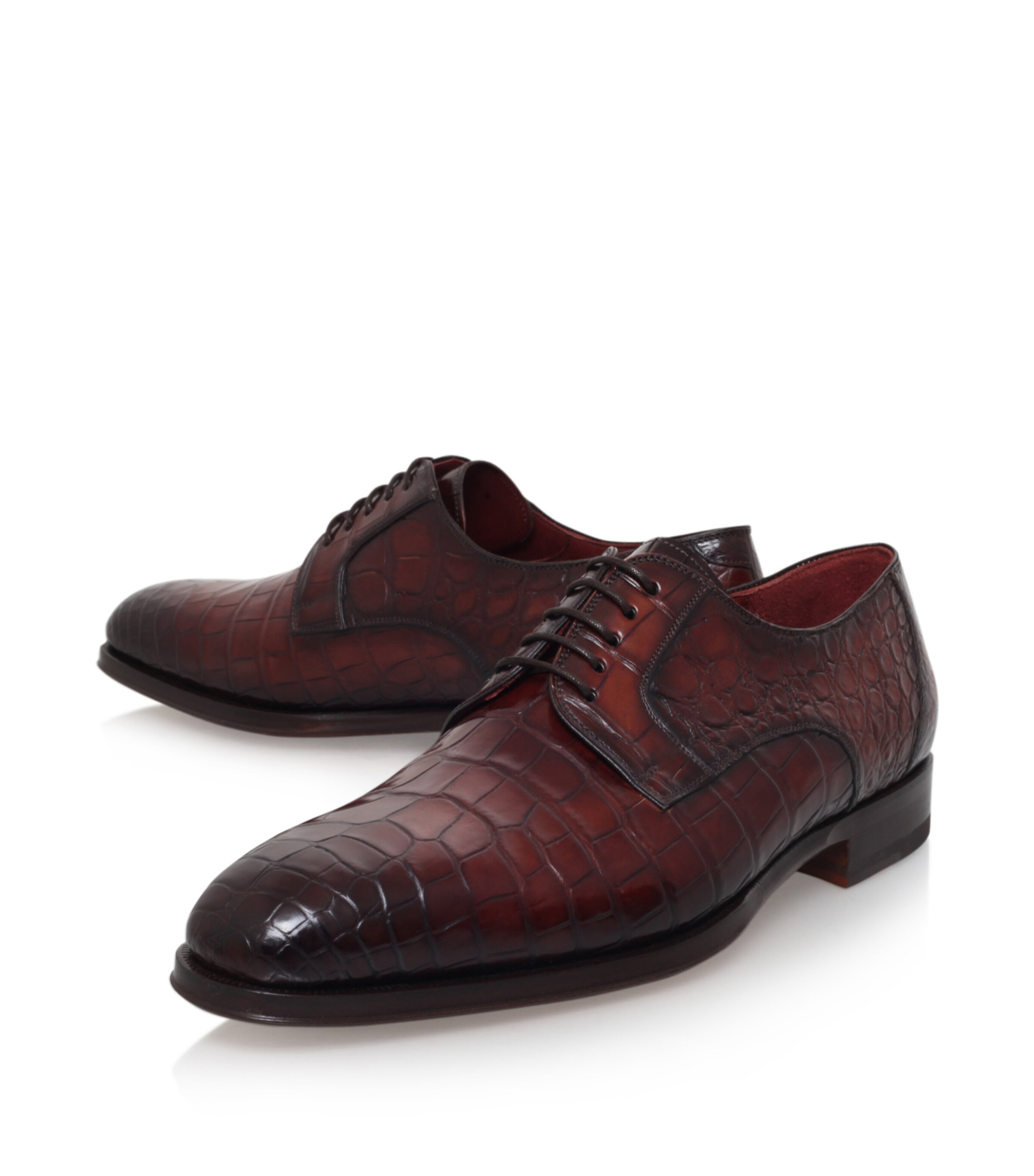 Magnanni Brown Crocodile Leather Derby Shoes | Harrods LT display picture 2