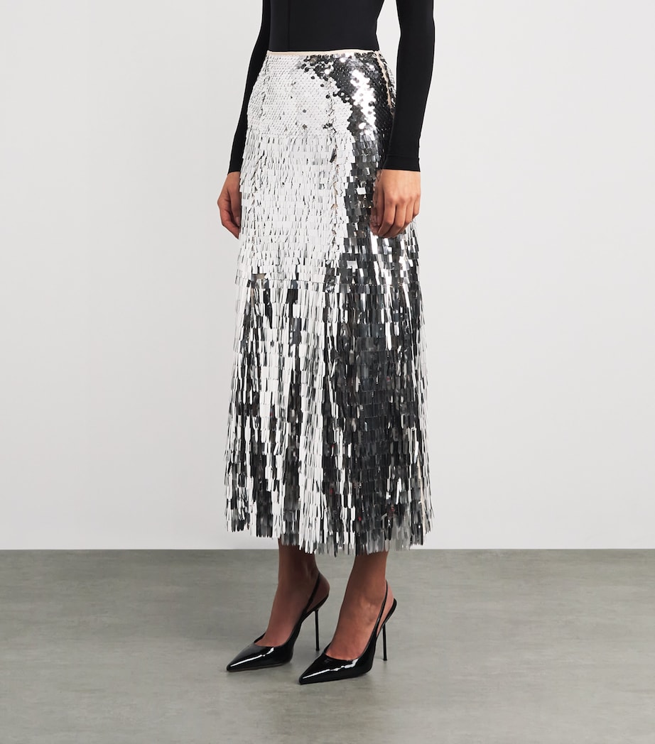 Sequin-Embellished Midi Skirt SILVER Image 3