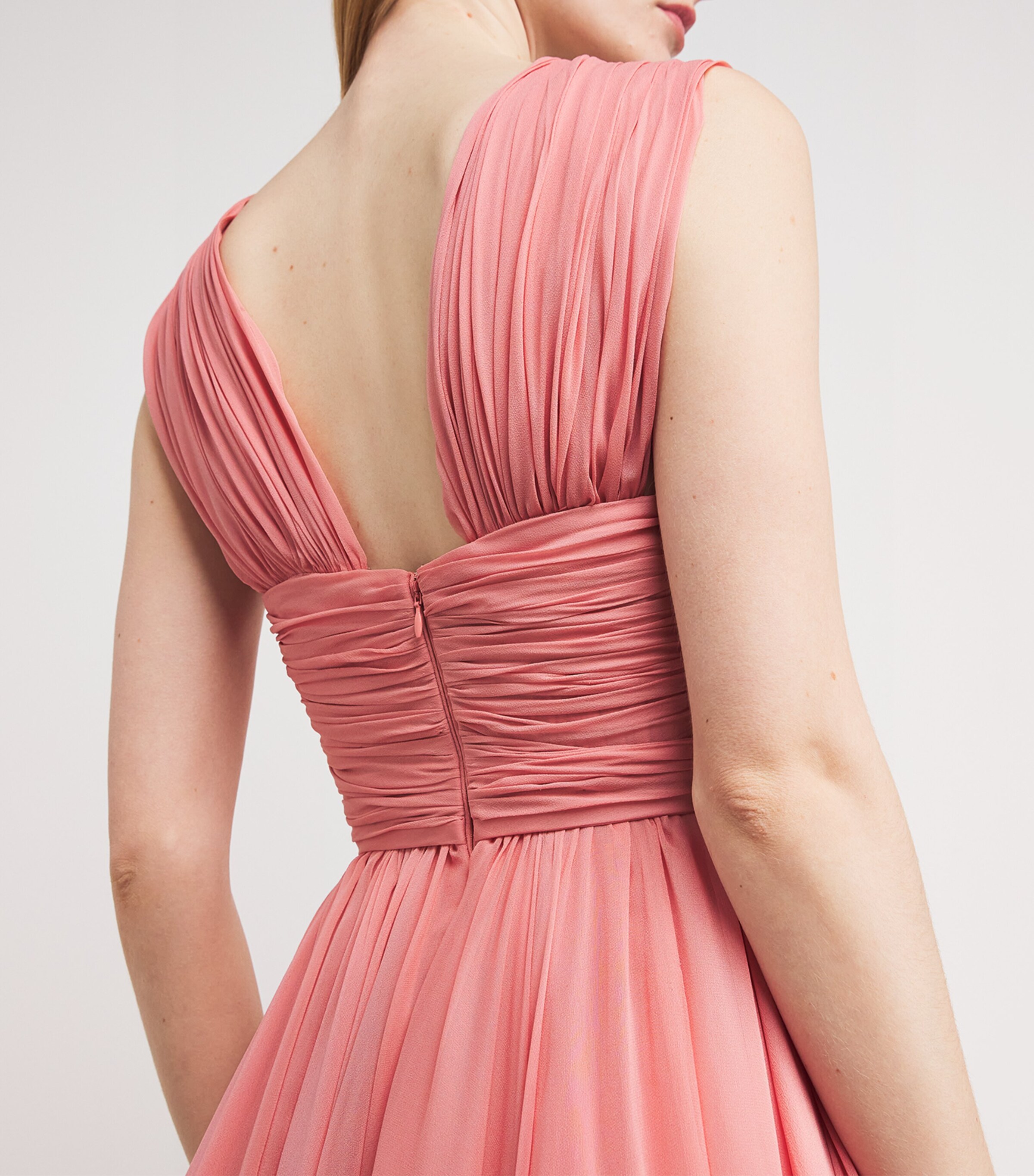 Giambattista Valli Womens Silk Tulle Midi Dress Coral Image 4