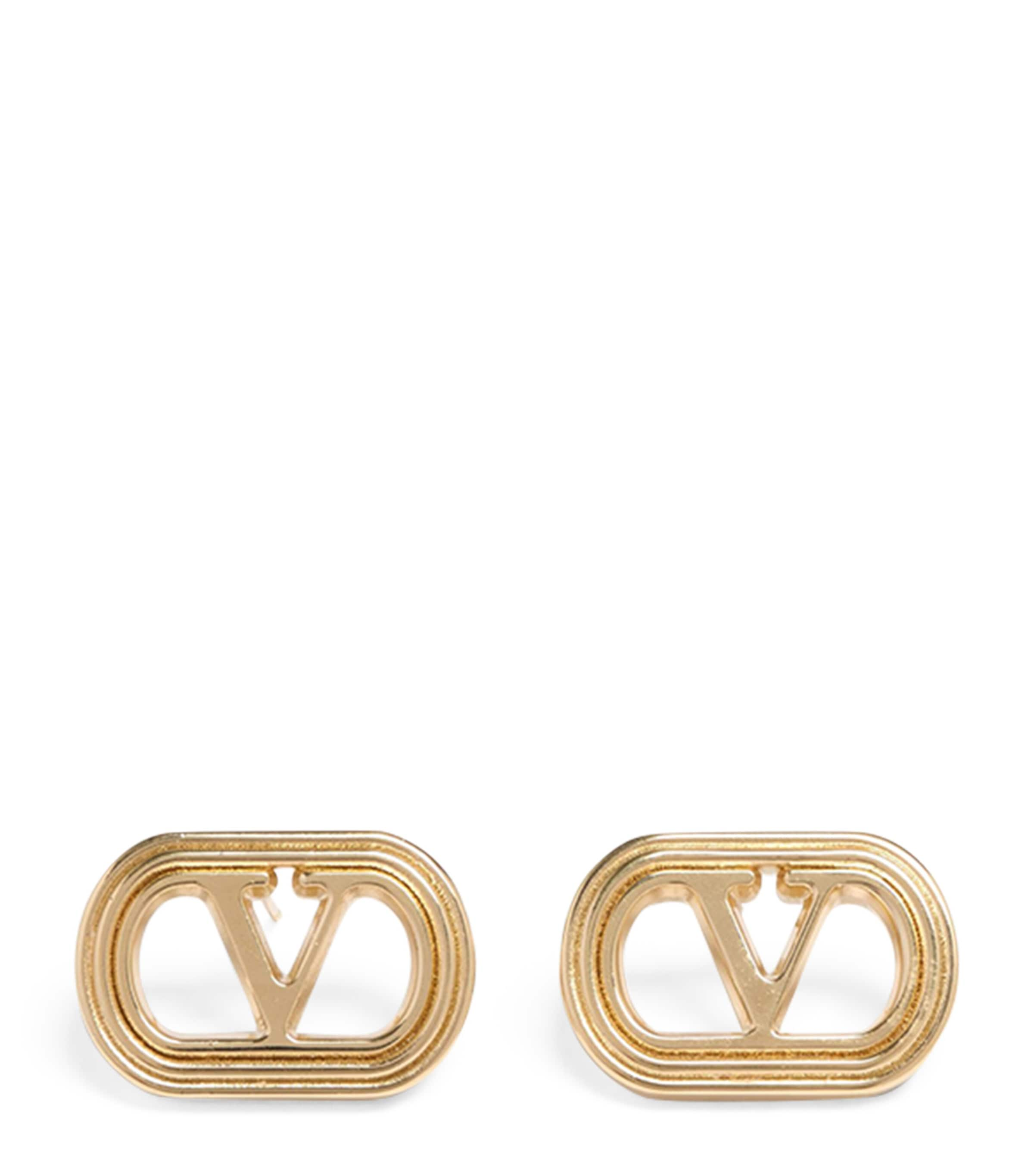 Valentino Garavani Ovalette Vlogo Stud Earrings In Gold