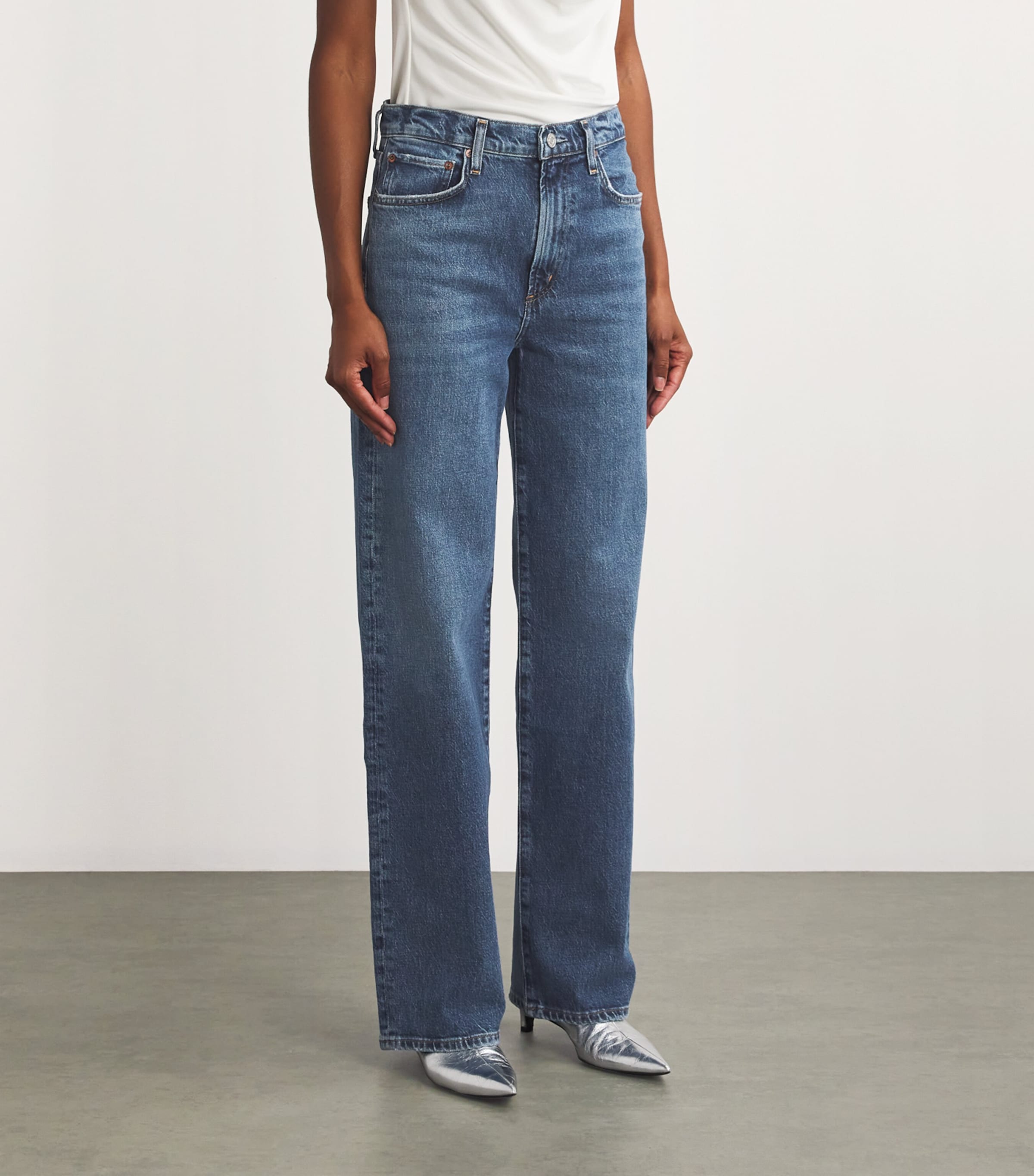 【Agolde】 Harper mid-riseストレートジーンズ Harper Straight Jean (Stretch) in Tempo – AGOLDE