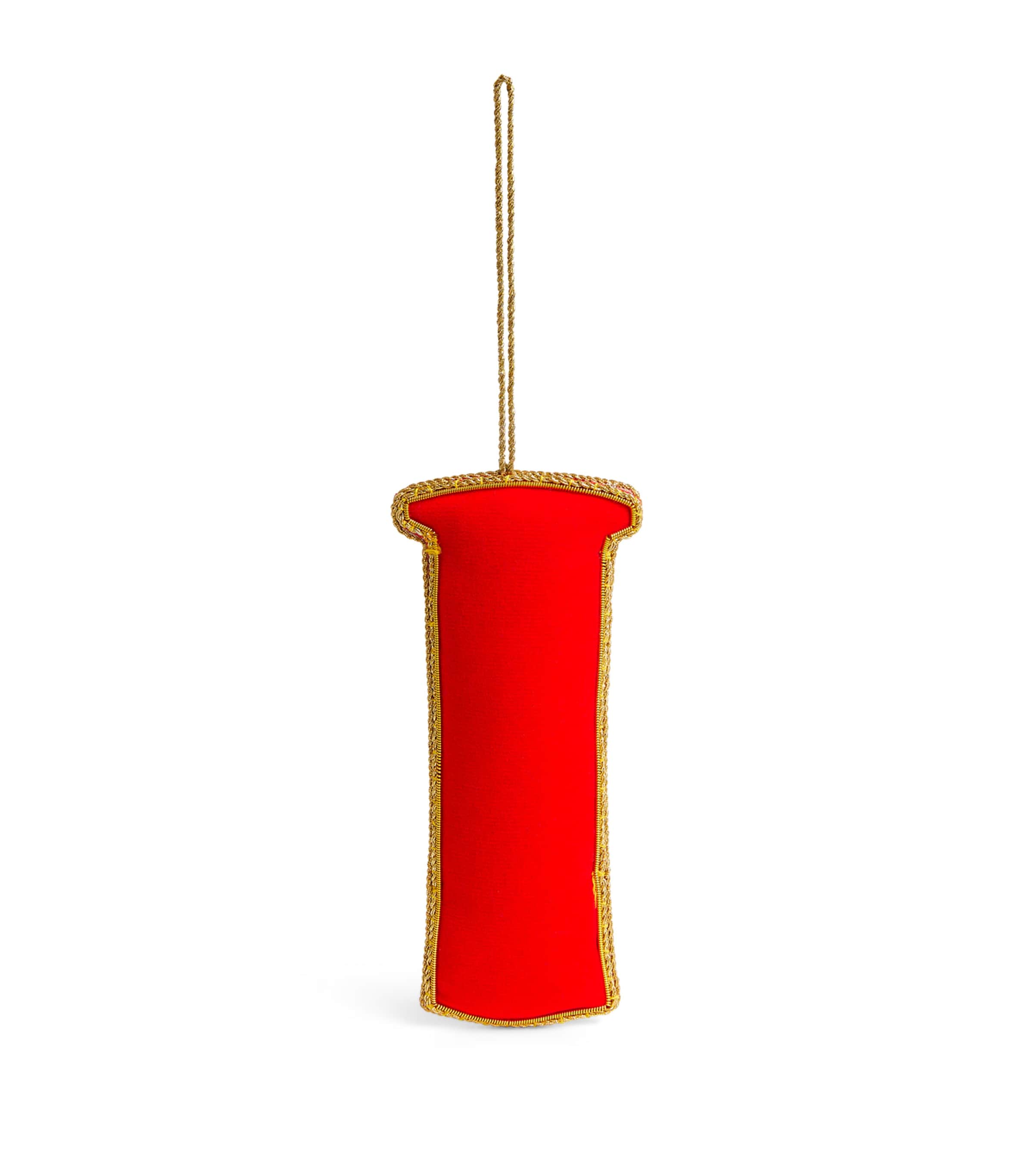 Beaded Post Box Tree Decoration RED/GOLD Image 3