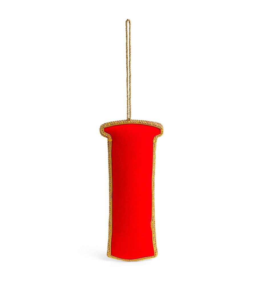 Beaded Post Box Tree Decoration RED/GOLD Image 3