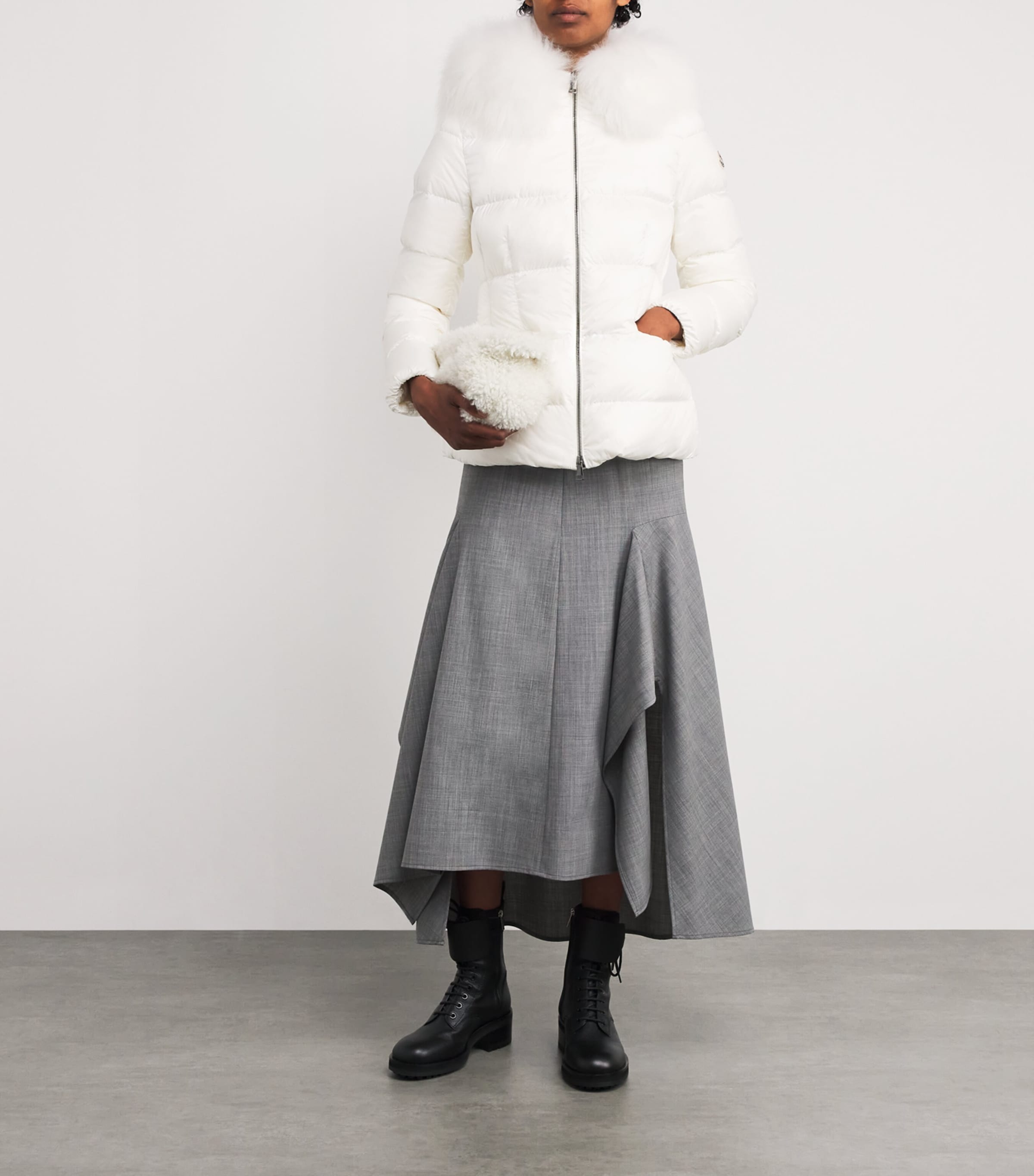 Moncler White Shearling-Trim Boed Puffer Jacket | Harrods HK