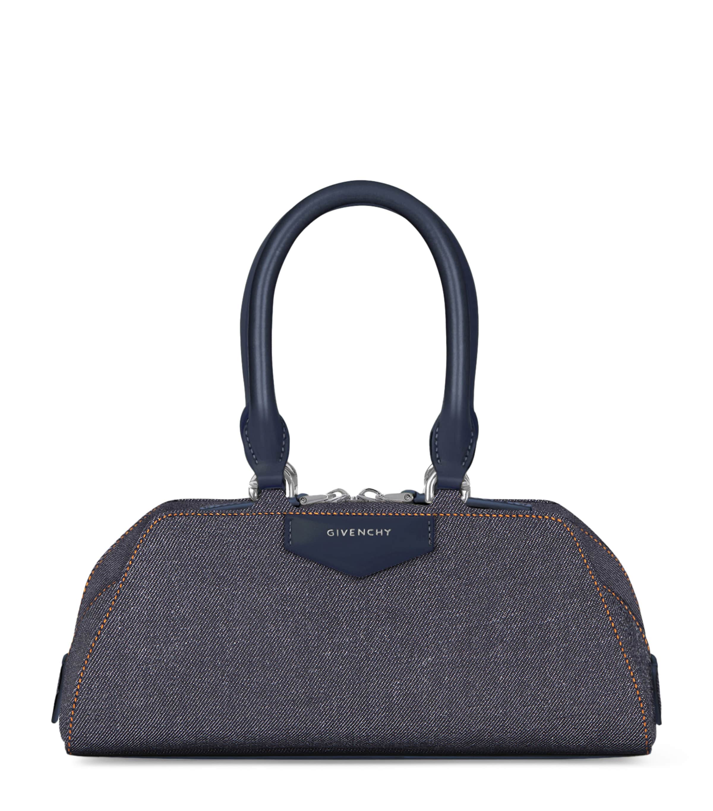 Mini Denim Antigona East-West Top-Handle Bag INDIGO BLUE Image 1