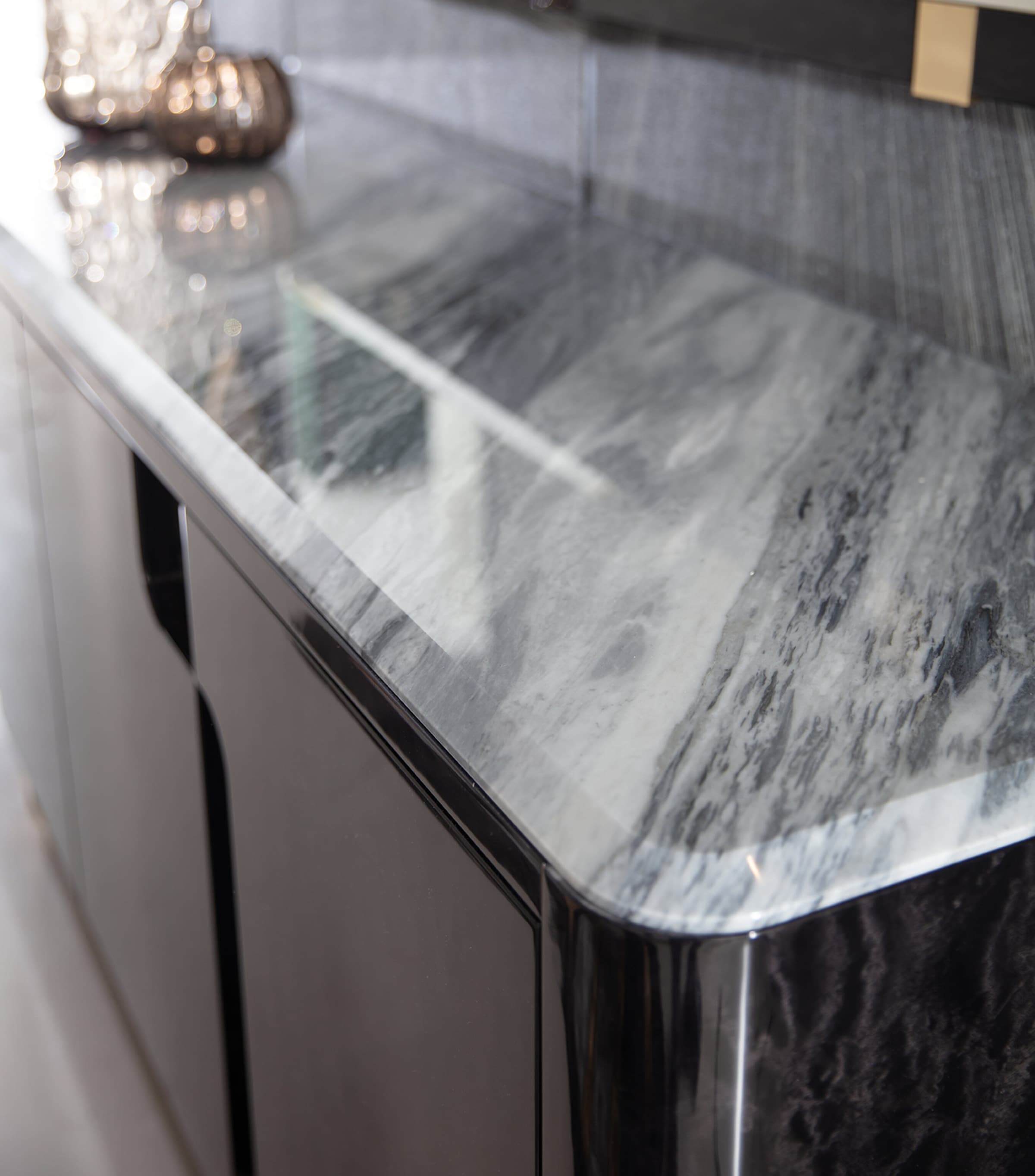 Marble top edge of Charisma Buffet
