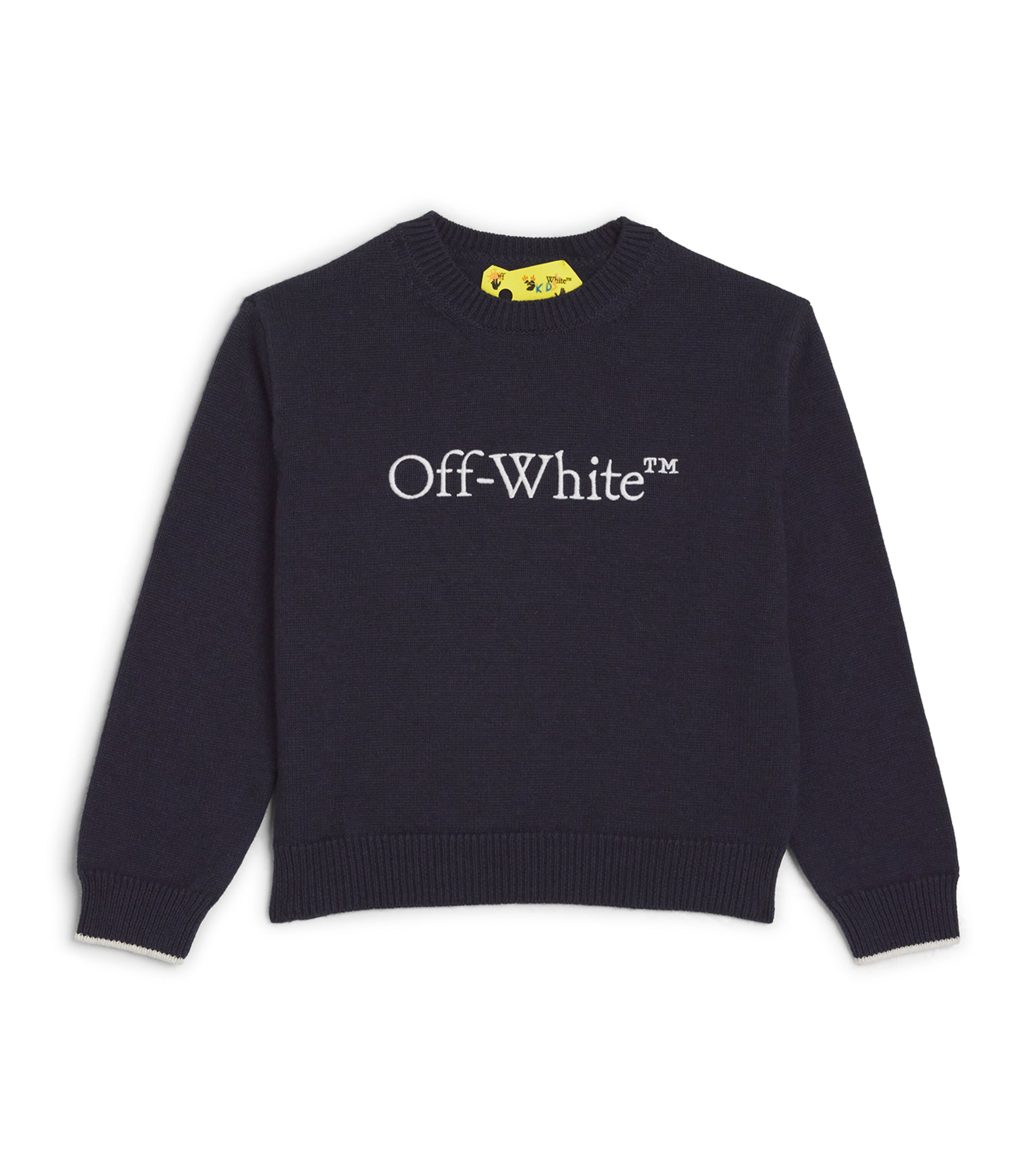 Shop Off-white Wool-cotton Bookish Logo Sweater In Navy