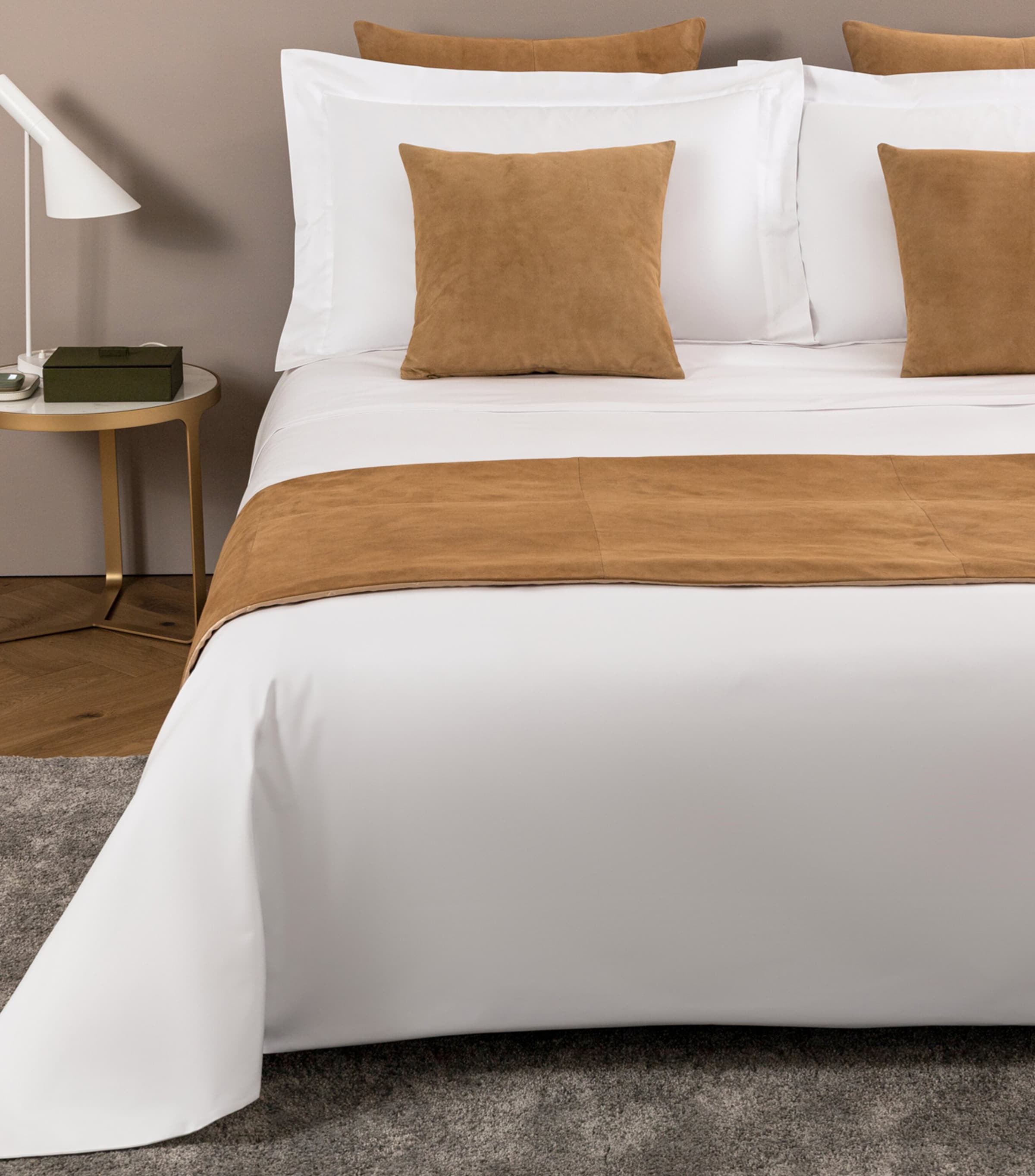 Frette Suede Bed Runner (120cm x 260cm) Camel Image 2