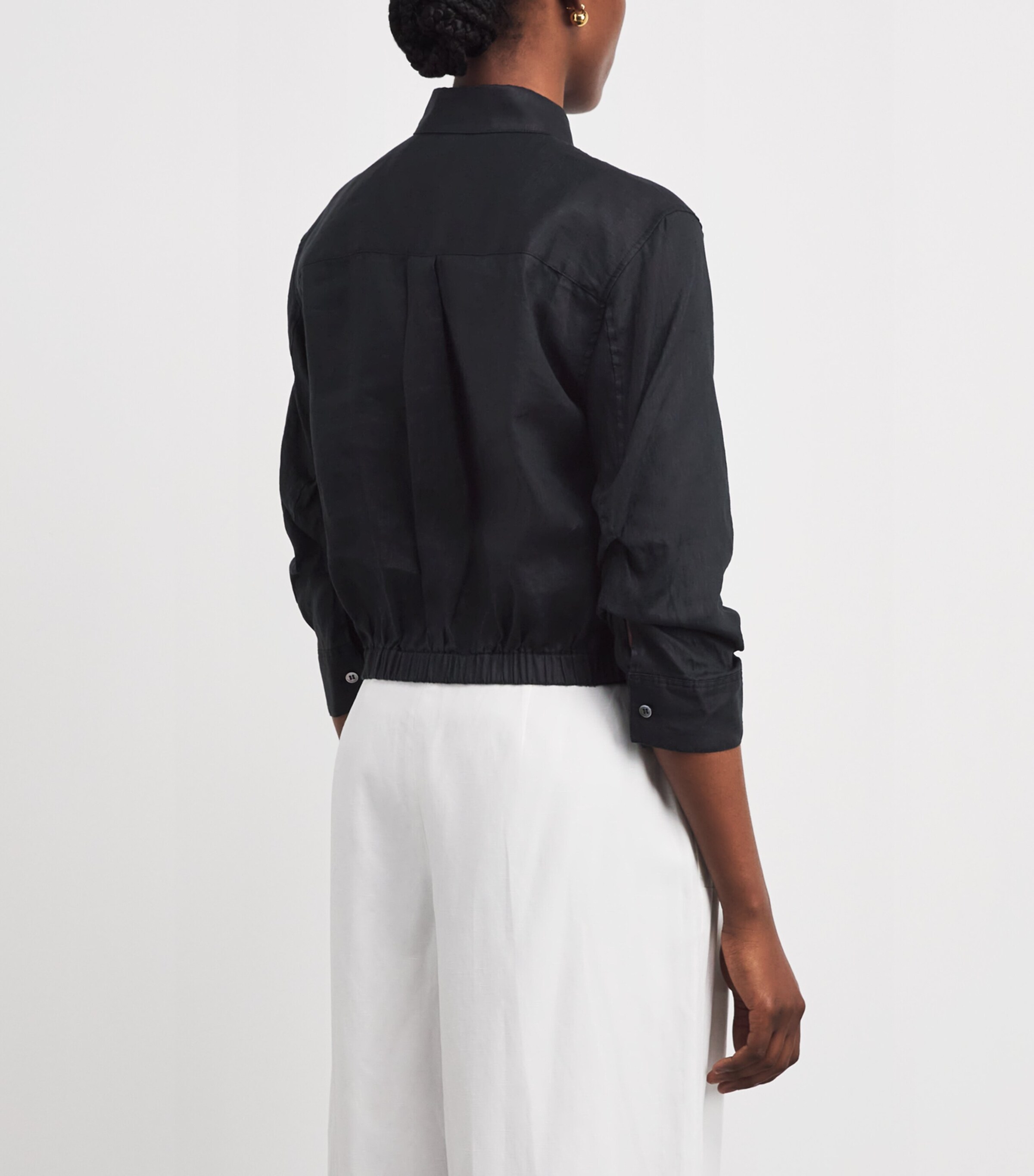 Theory Womens Linen Cinched Shirt Black Image 5