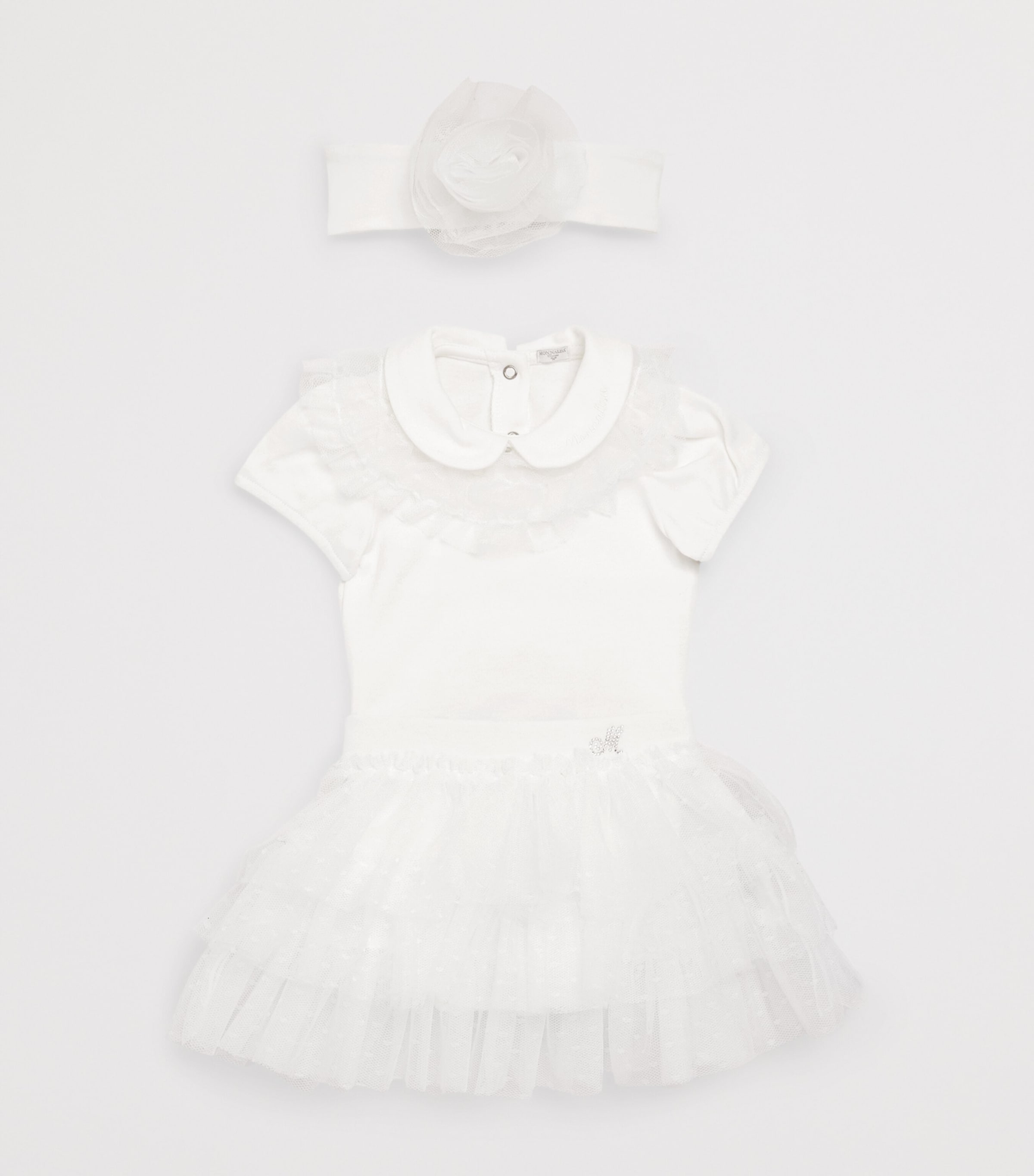 Monnalisa Ruffle-Trim Bodysuit and Skirt Set (3-9 Months) Cream Image 3