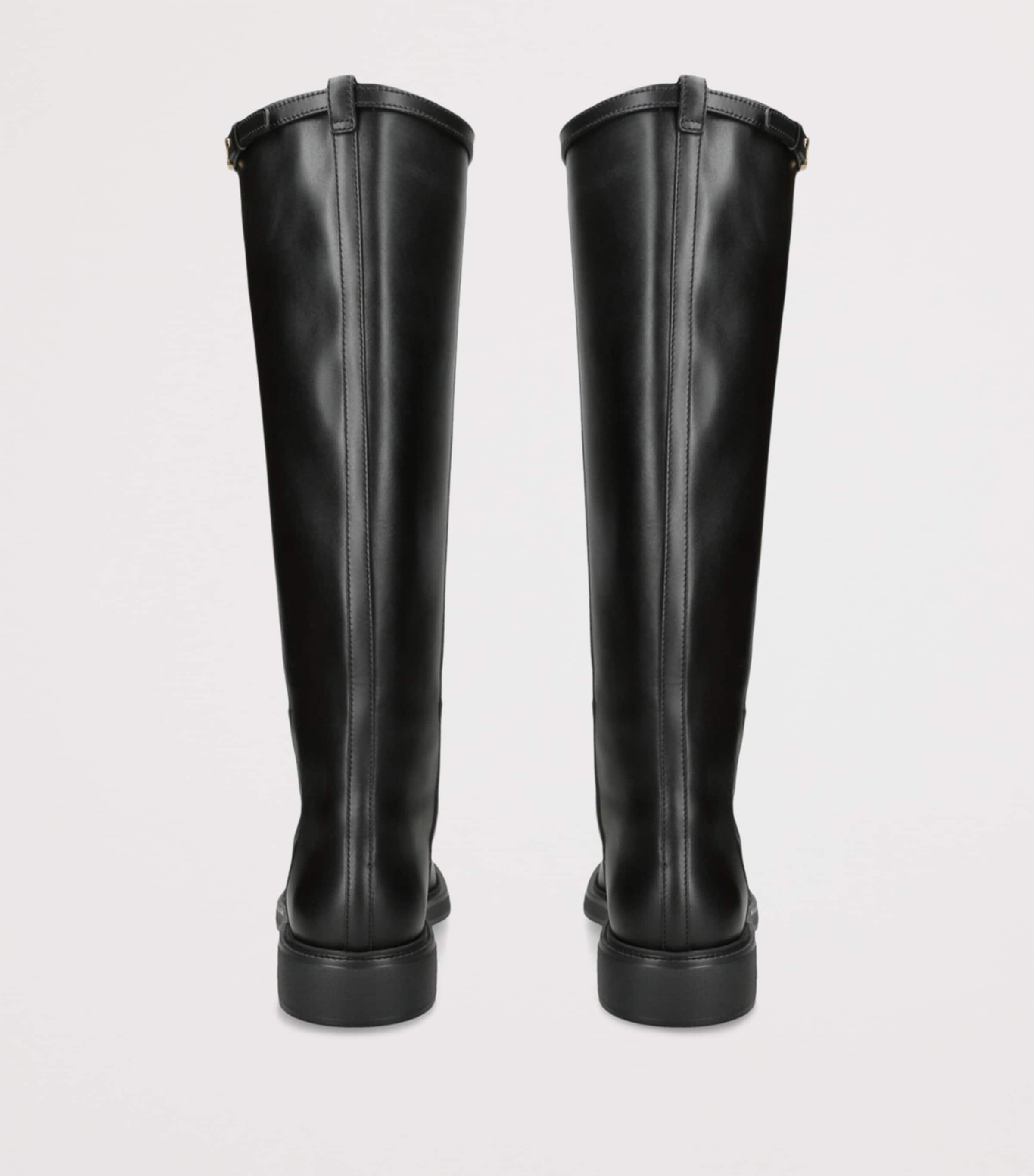 Leather Knee-High Boots BLACK Image 2