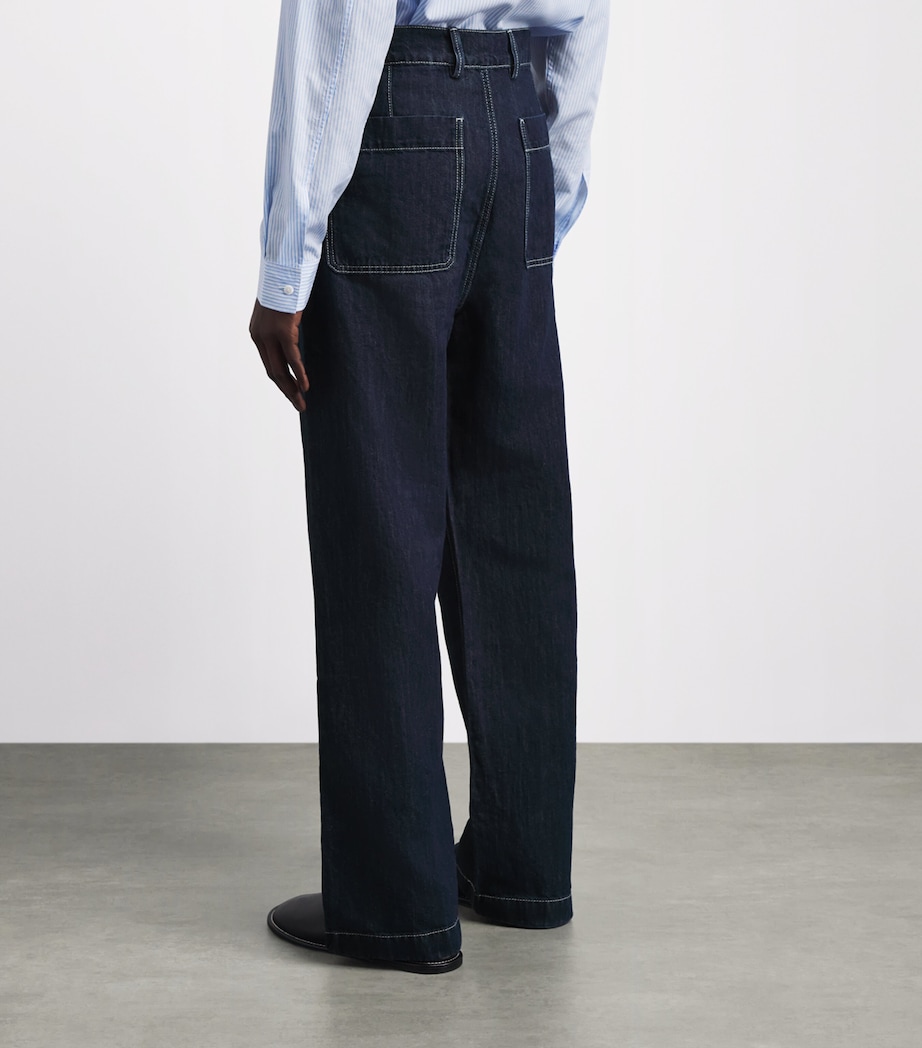7 For All Mankind Mens Wide-Leg Denim Chinos Nocturnal Image 5