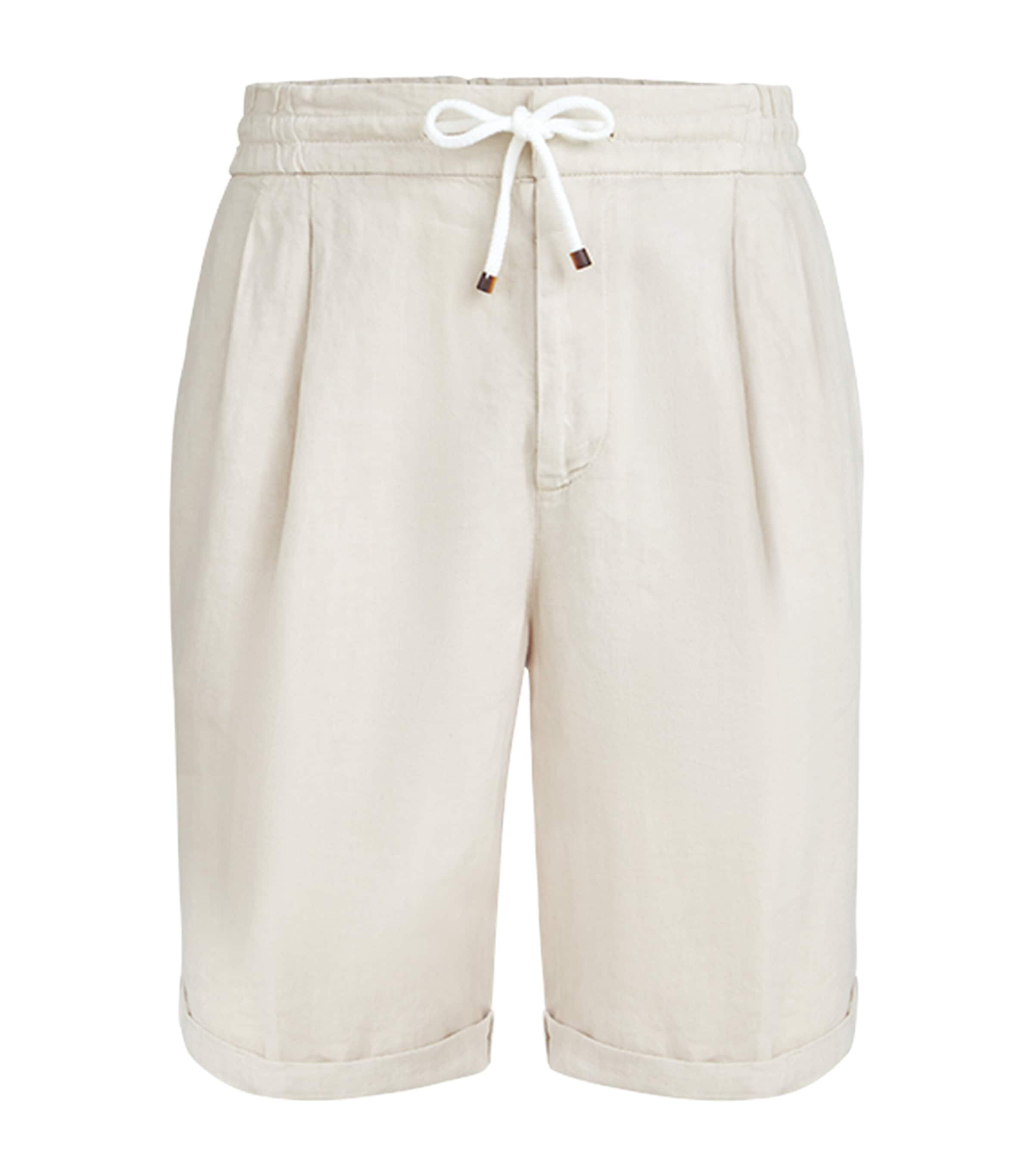 Brunello Cucinelli Mens Linen Drawstring Bermuda Shorts Image 1