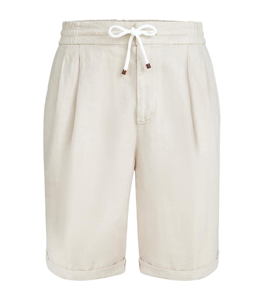 Brunello Cucinelli Mens Linen Drawstring Bermuda Shorts Image 1