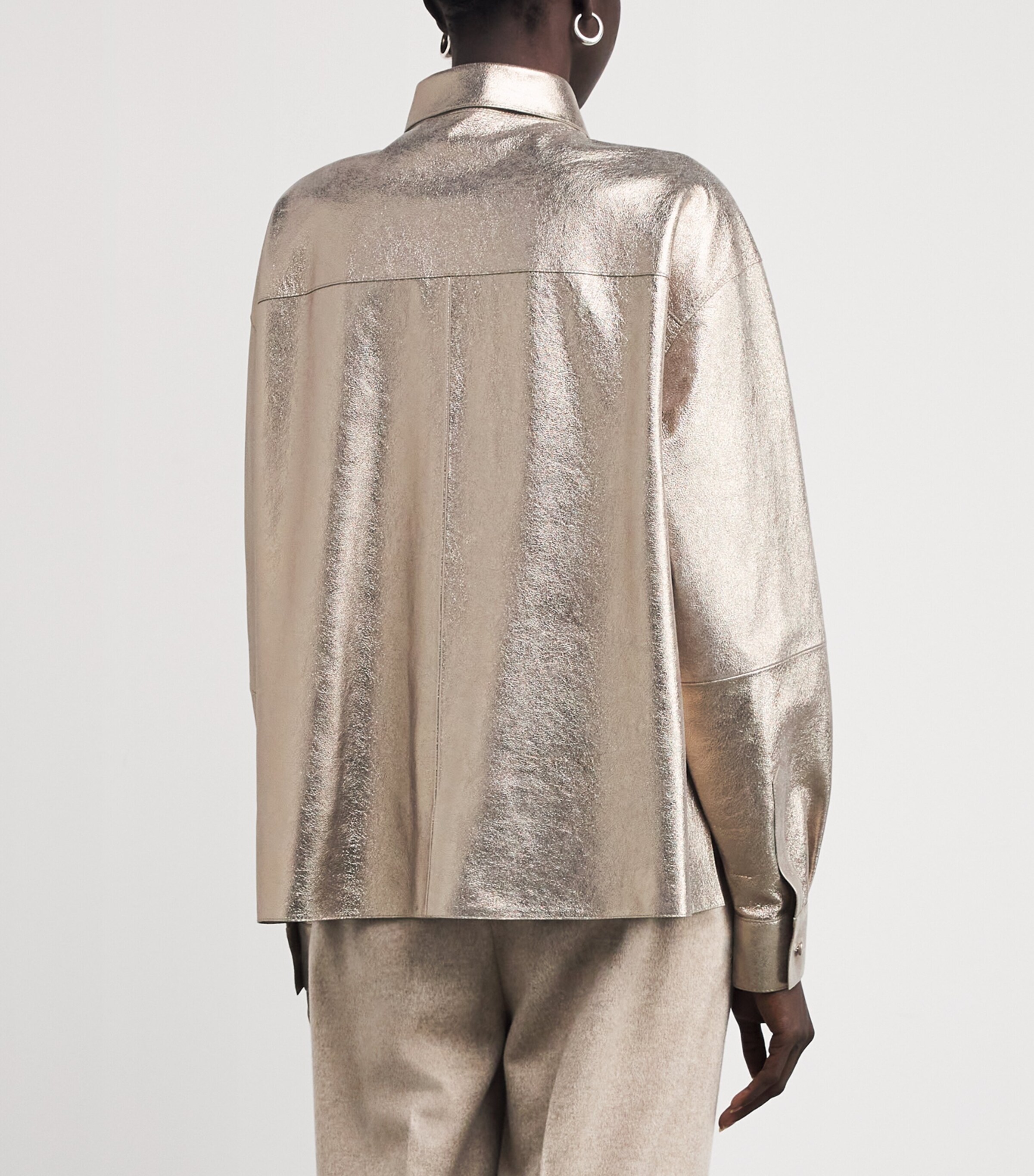 Suede Metallic Cropped Shirt NATURAL METALLIC Image 4