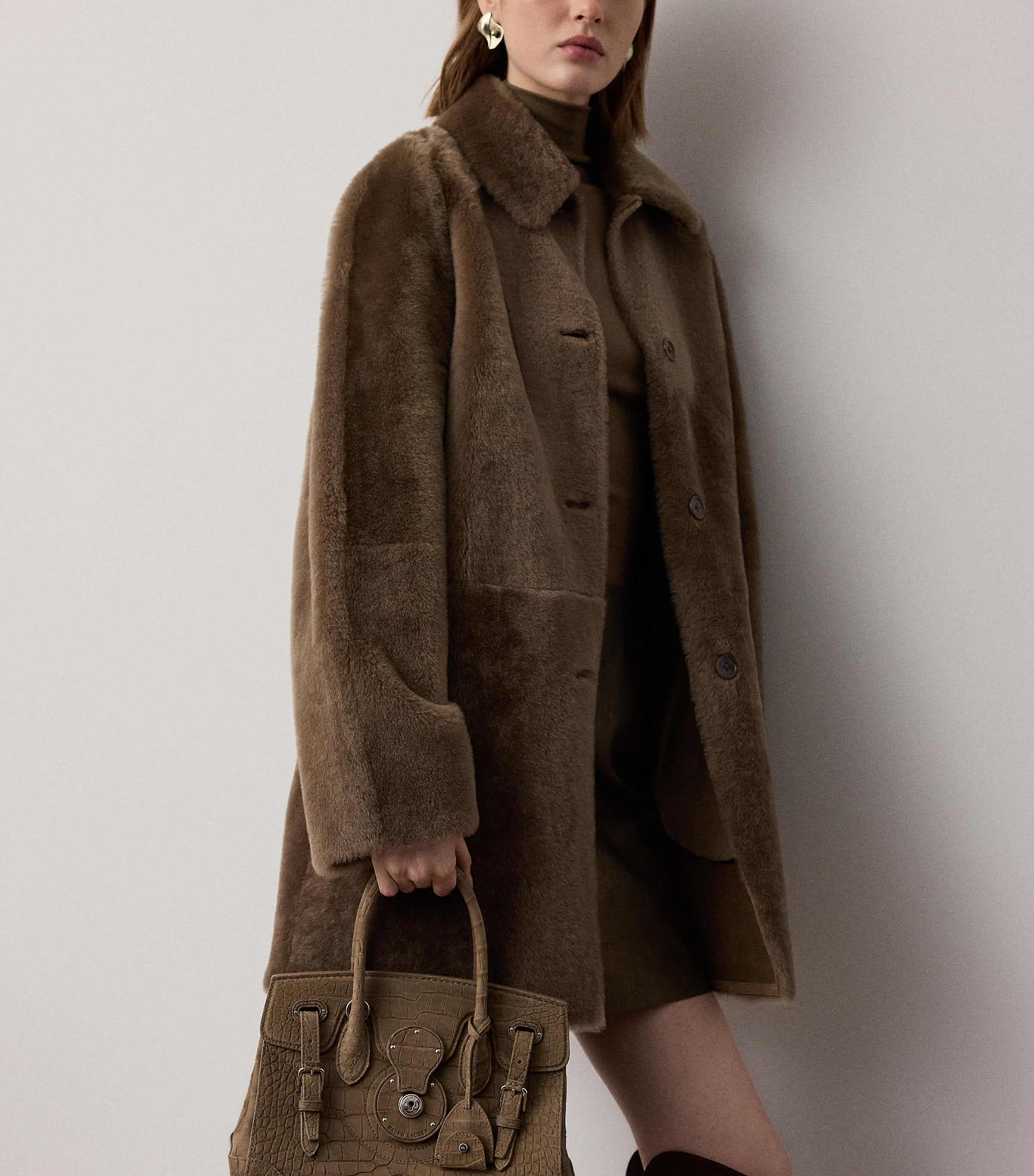 Ralph Lauren Collection Womens Lamb Shearling Janise Coat Portobello Image 6
