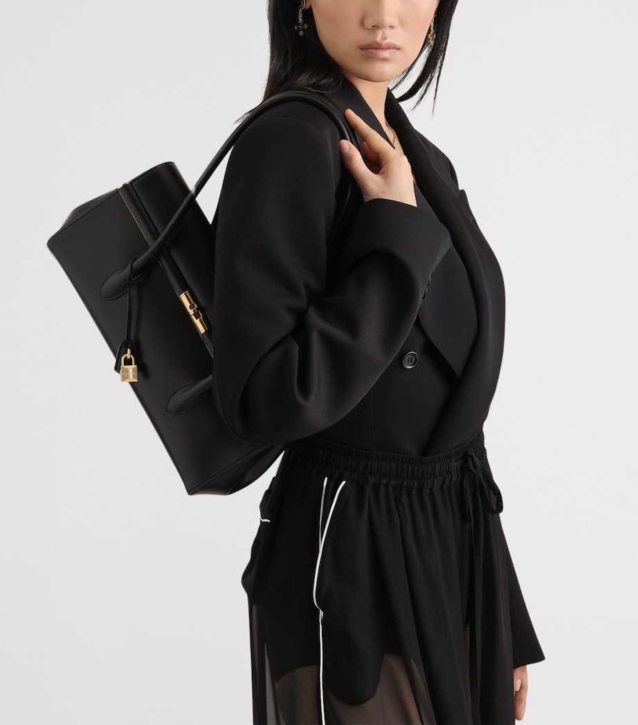 Dolce&Gabbana Womens Palmellato Calfskin Marlene Shoulder Bag Black Image 6
