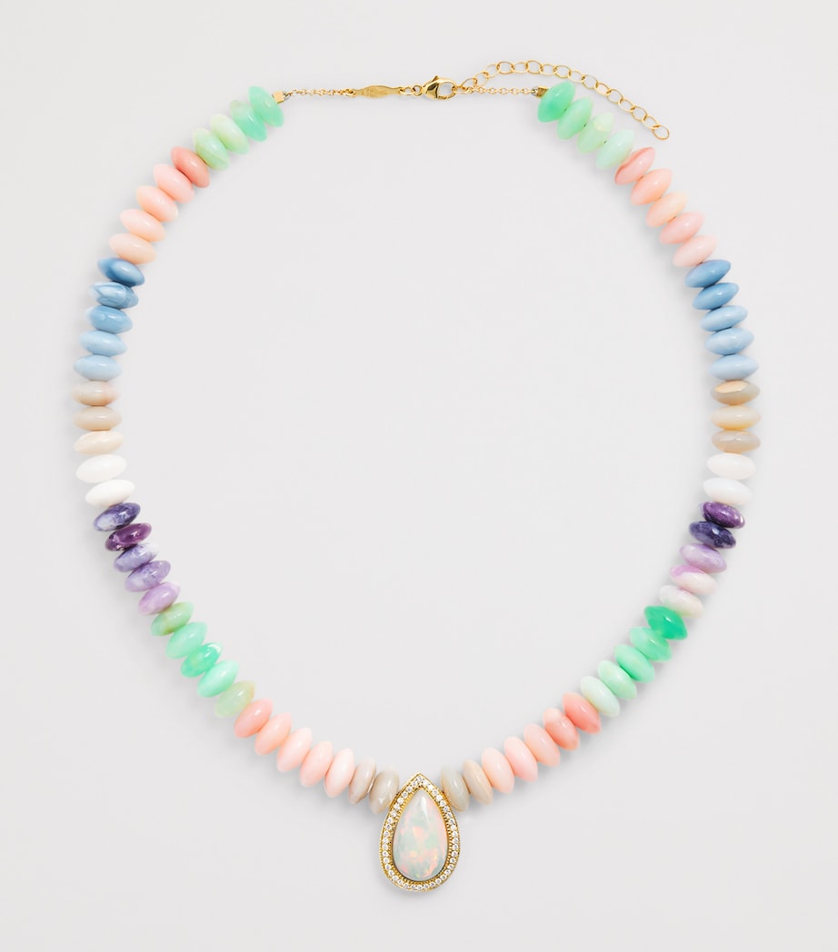 Yellow Gold, Diamond and Opal Beaded Necklace YELLOW GOLD Image 3