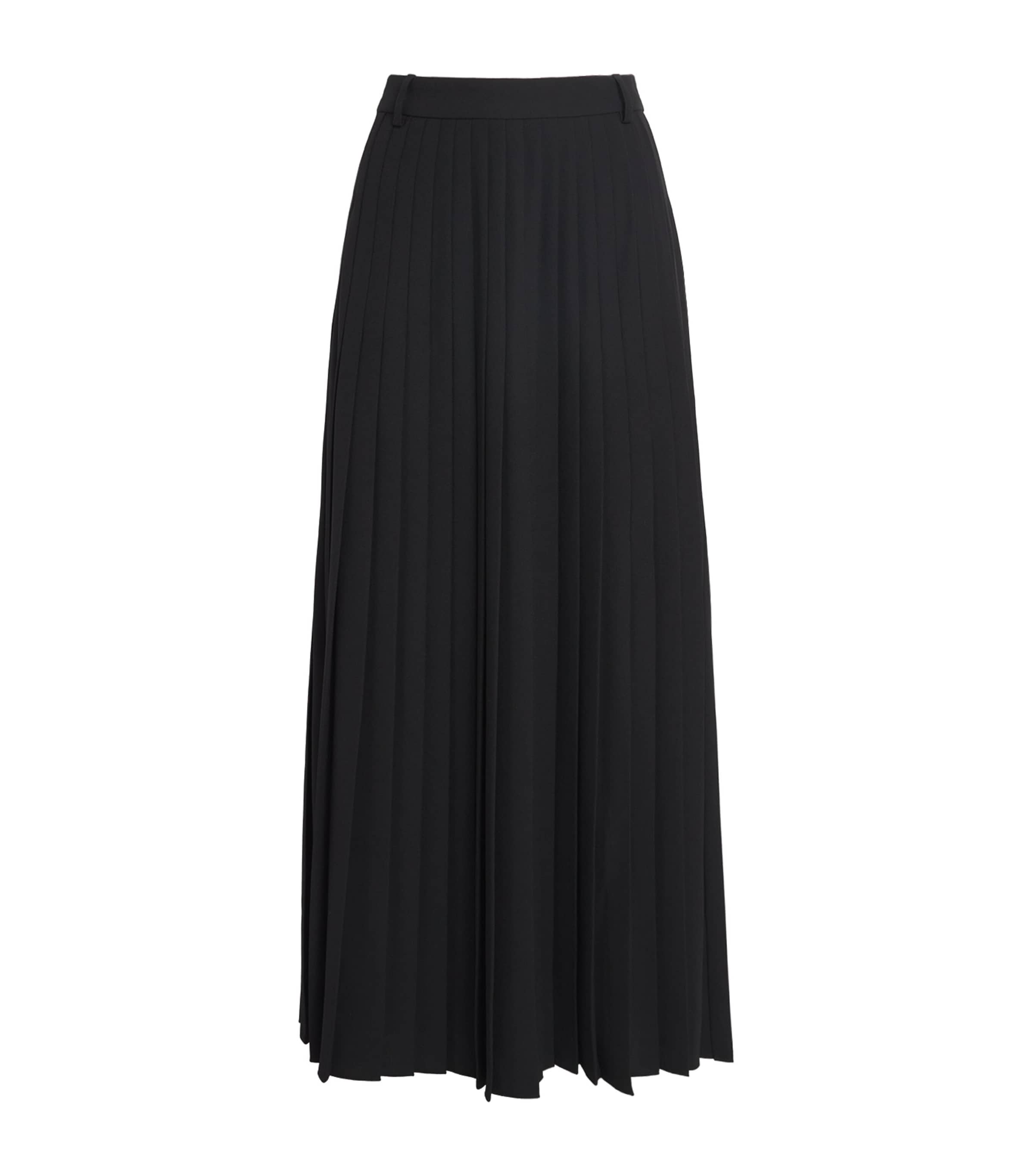 ME+EM Womens Crepe Slit Pleated Maxi Skirt Black Image 1