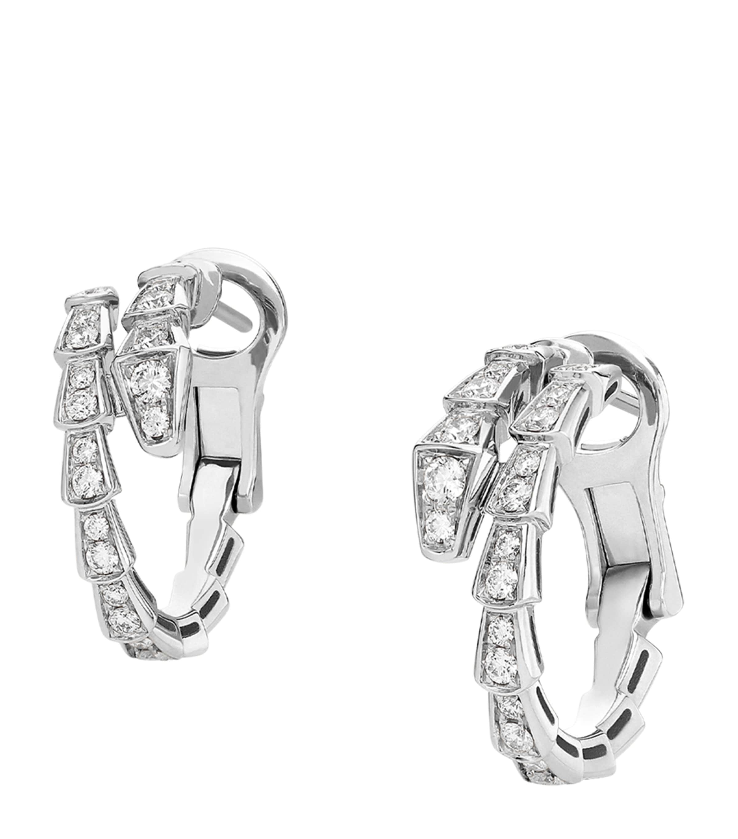 Bvlgari White Gold and Diamond Serpenti Viper Hoop Earrings White Gold Image 2