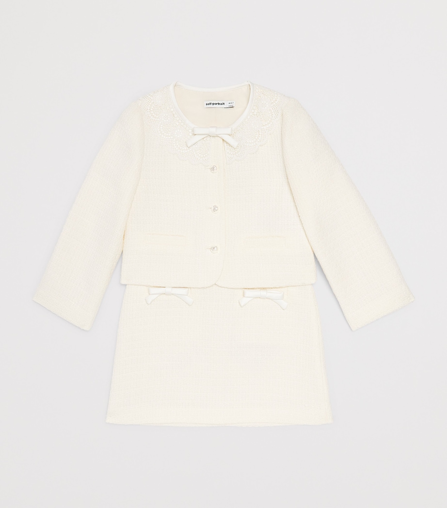 Self-Portrait Kids Bouclé Bow-Detail Jacket (3-12 Years) Cream Image 3