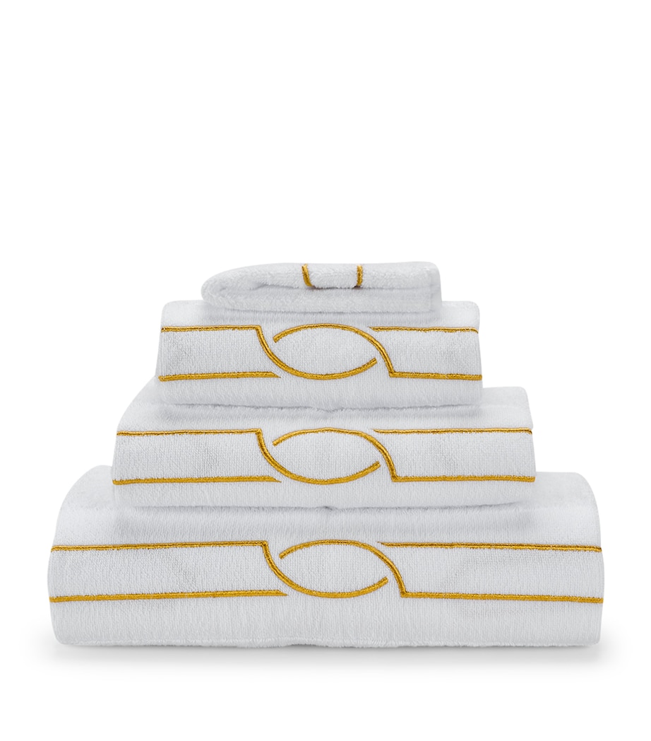 Cluny Face Cloth (30cm x 30cm) WHITE/GOLD EMB Image 1