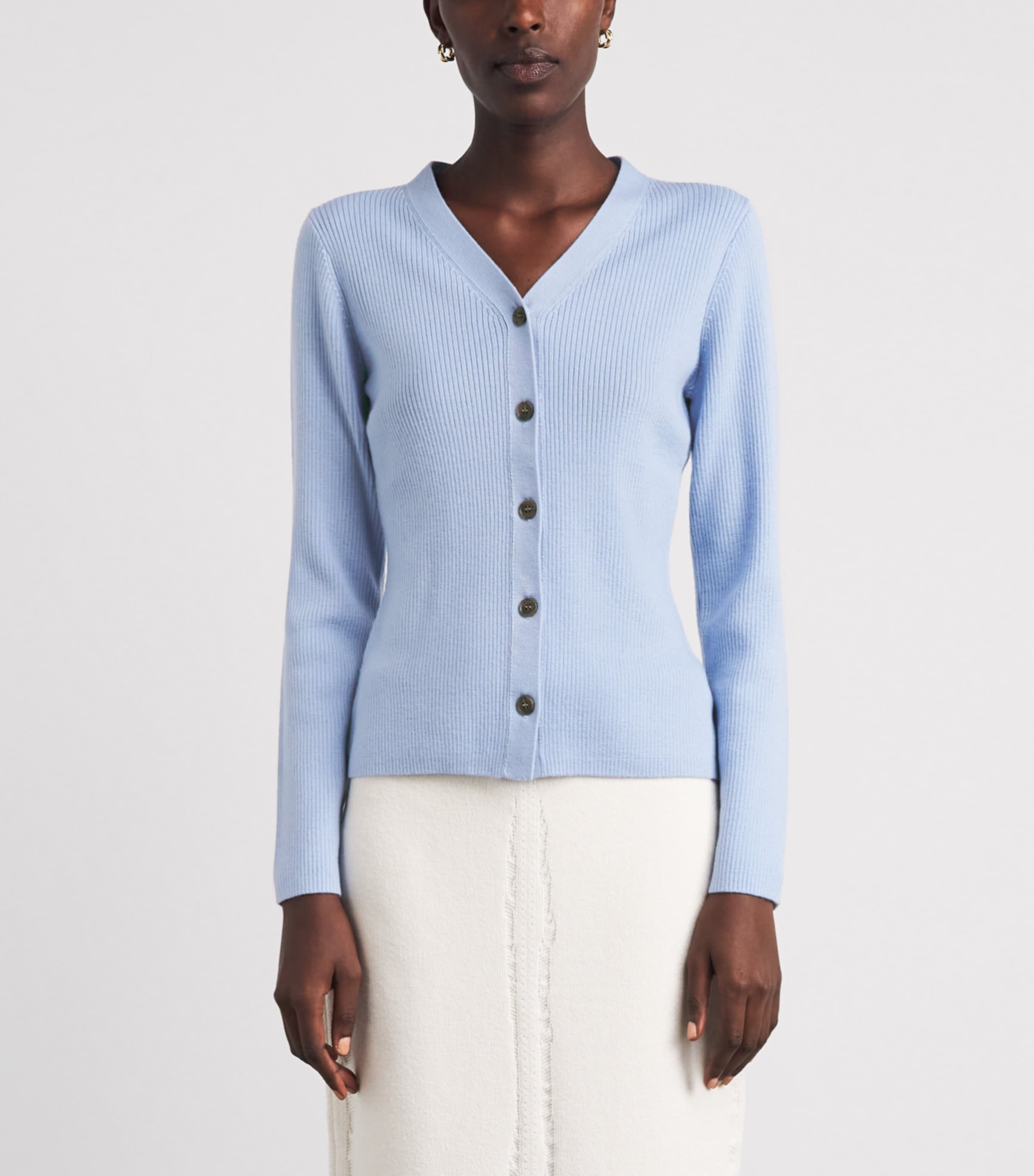 Emilia Wickstead Womens Merino Wool Ash Cardigan Baby Blue Image 4