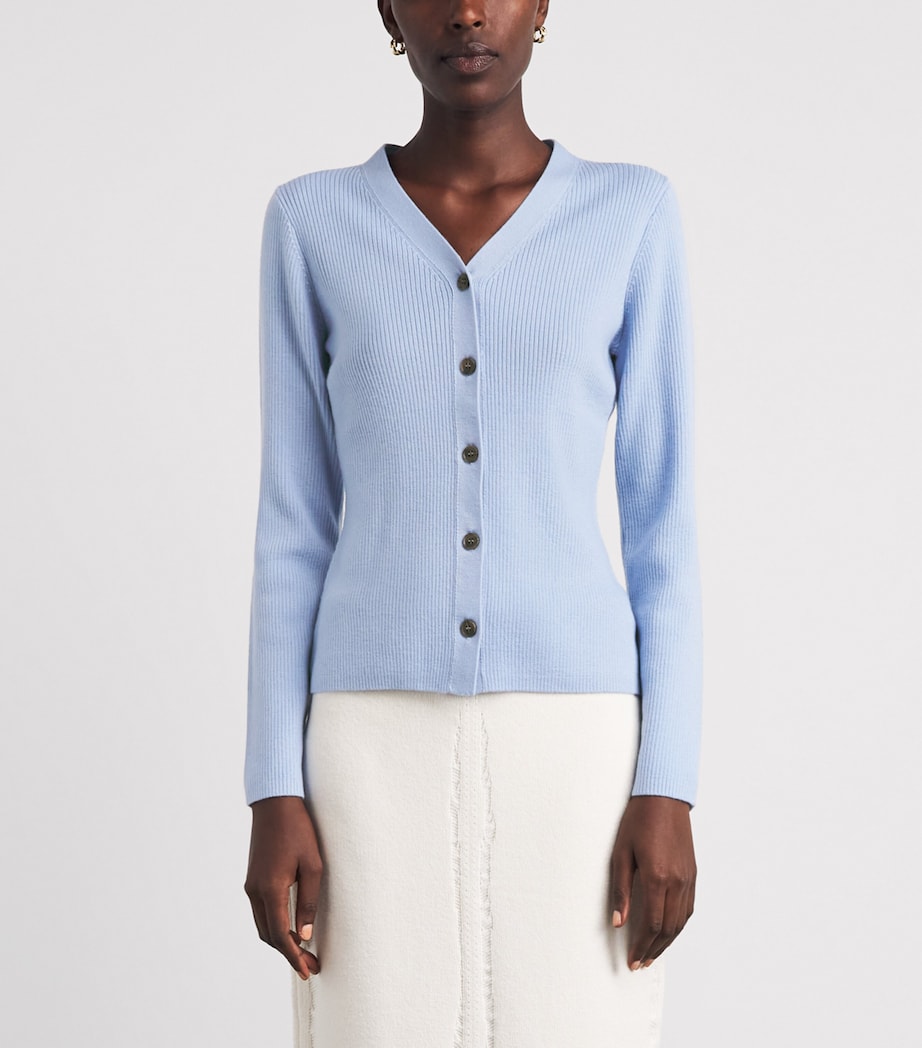 Emilia Wickstead Womens Merino Wool Ash Cardigan Baby Blue Image 4