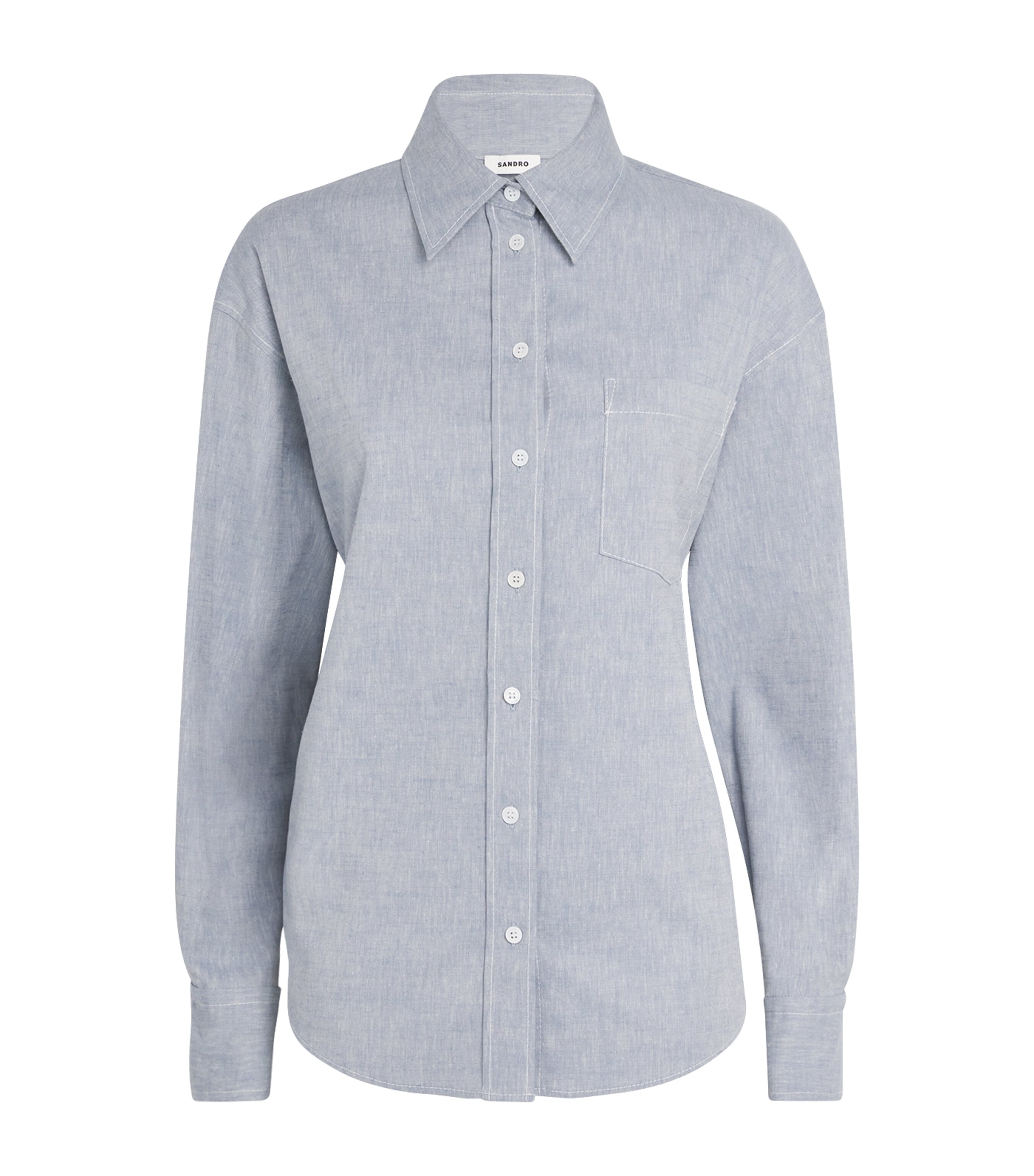 Sandro Cotton Bow Shirt In Blue
