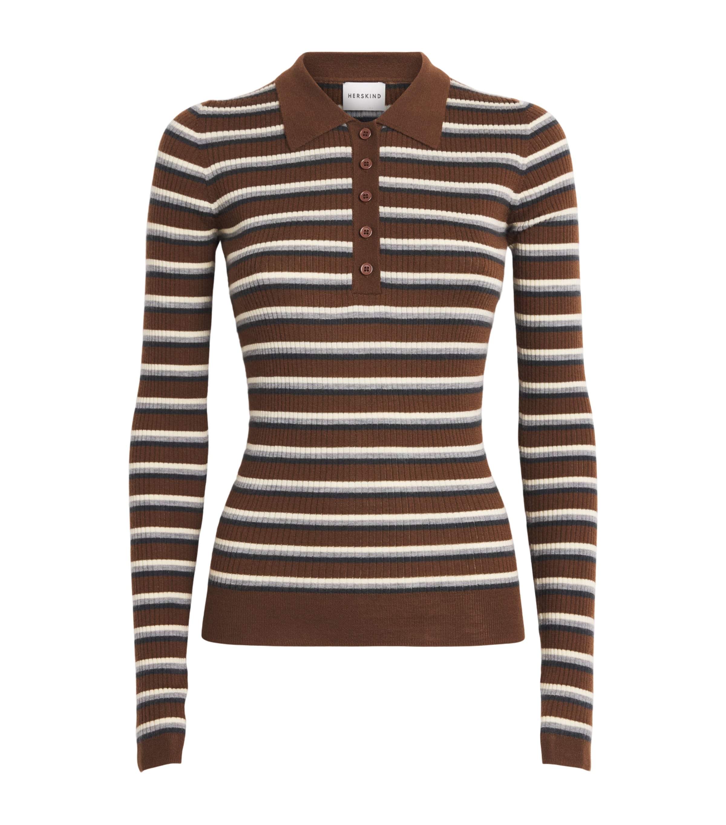 Herskind Womens Cashmere Stripe Milo Polo Shirt Stripe Image 1