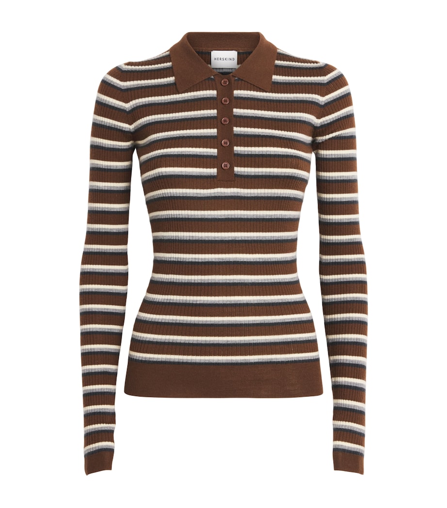 Herskind Womens Cashmere Stripe Milo Polo Shirt Stripe Image 1