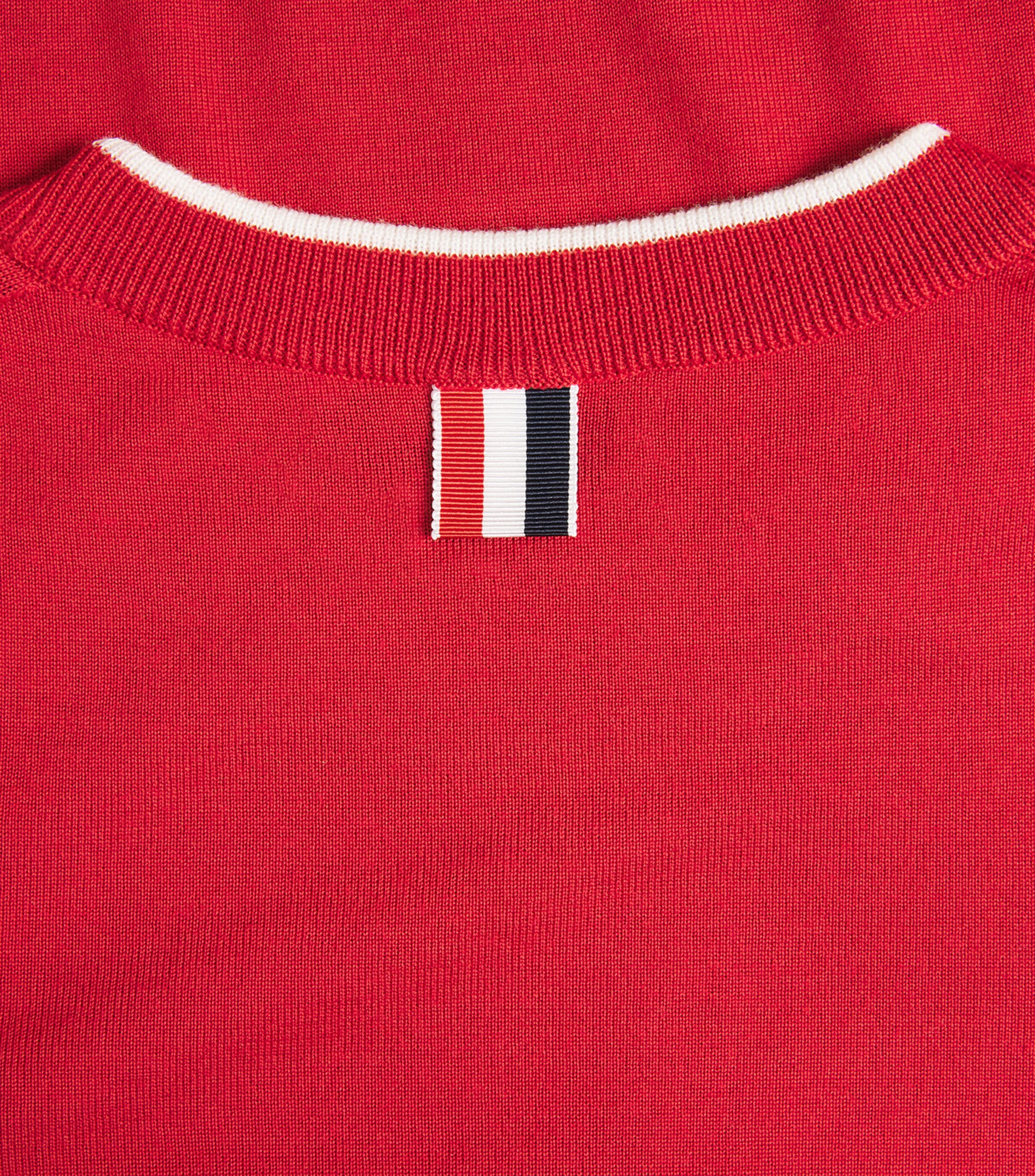 Thom Browne Womens Wool-Blend 4-Bar Short-Sleeve Sweater Red Image 5