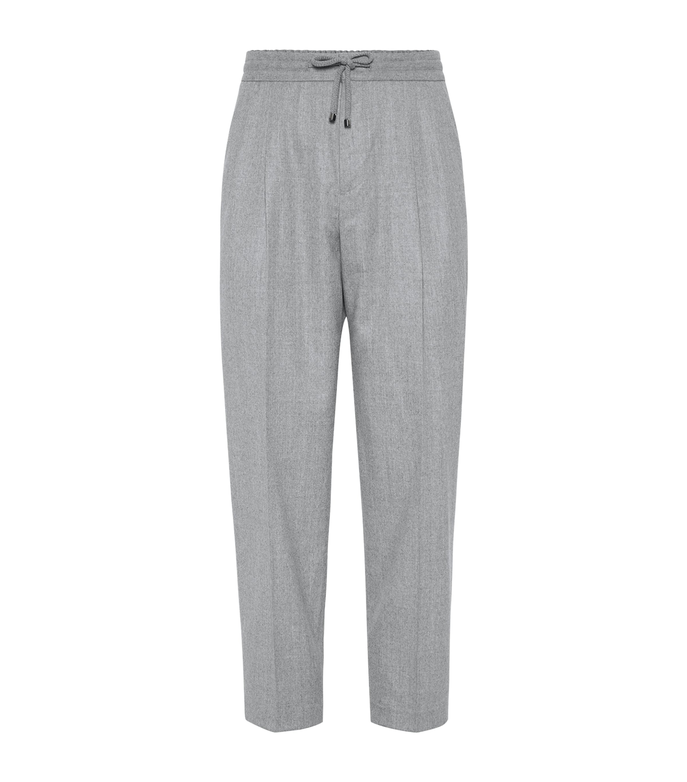 Brunello Cucinelli Linen Drawstring Leisure Trousers In Gray