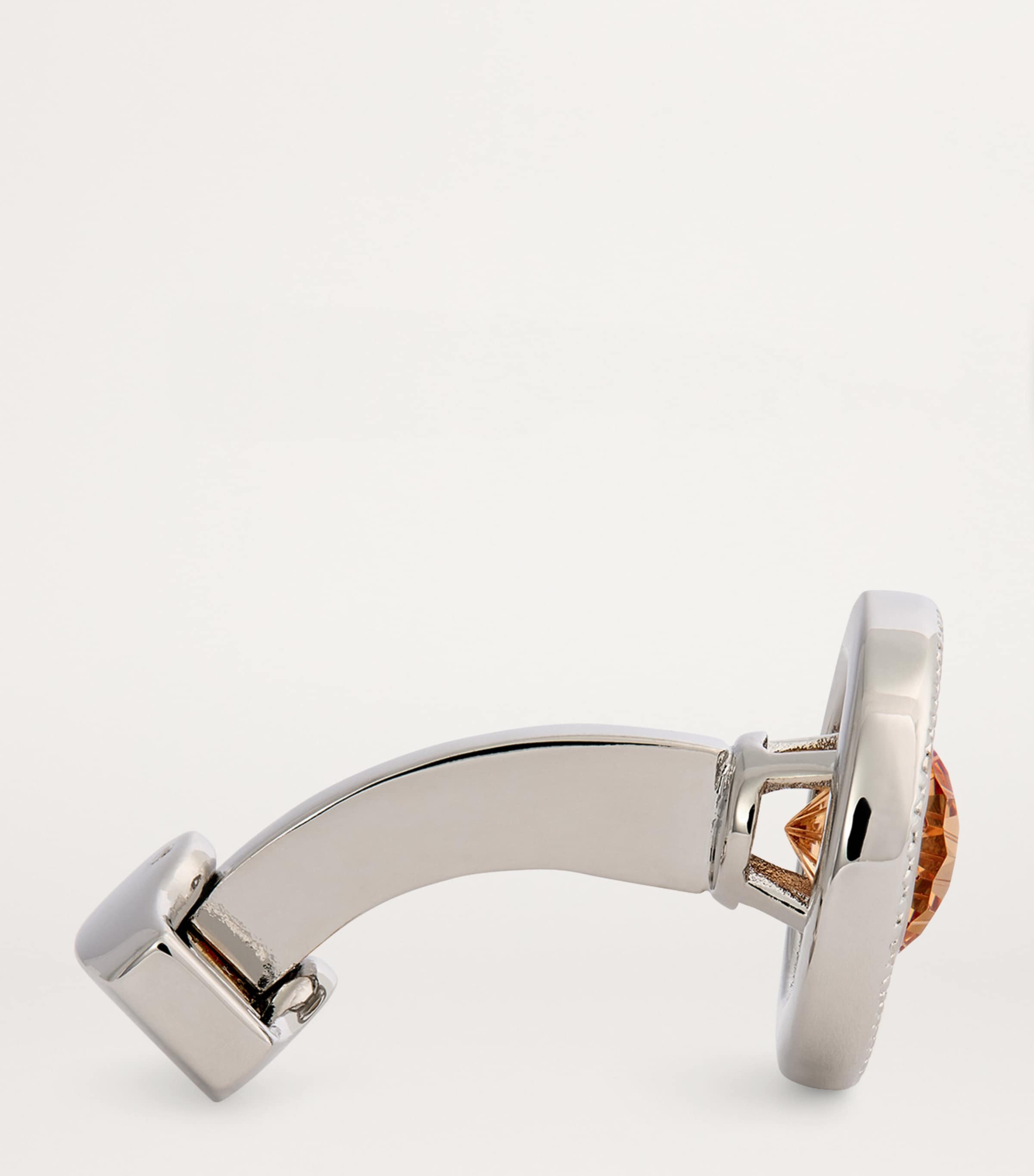 Tateossian Cubic Zirconia and Rhodium-Plated Circular Cufflinks Silver Image 4