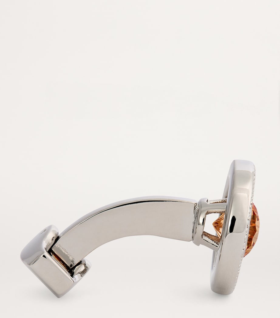Tateossian Cubic Zirconia and Rhodium-Plated Circular Cufflinks Silver Image 4