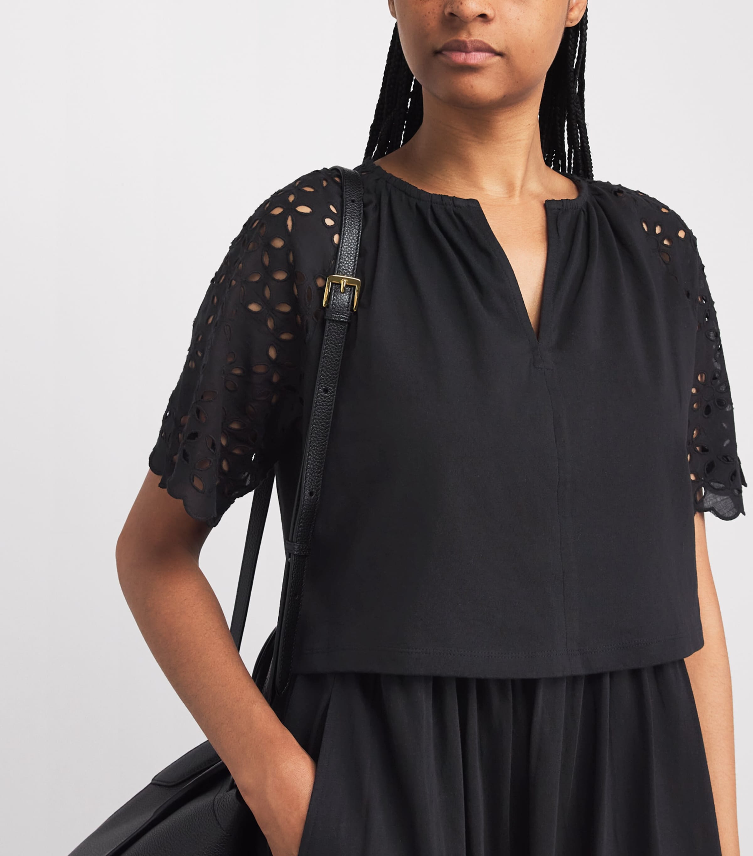 ME+EM Womens Broderie Anglaise 2-in-1 Maxi Dress Black Image 3
