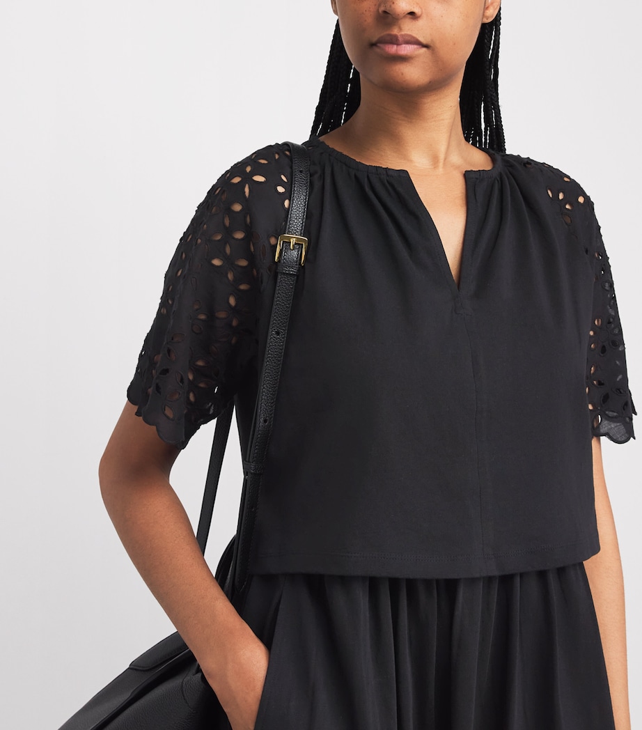 ME+EM Womens Broderie Anglaise 2-in-1 Maxi Dress Black Image 3