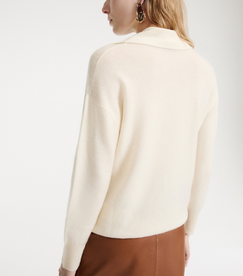 Marella Womens Wool-Cashmere Scarf-Detail Sweater Cream Image 3