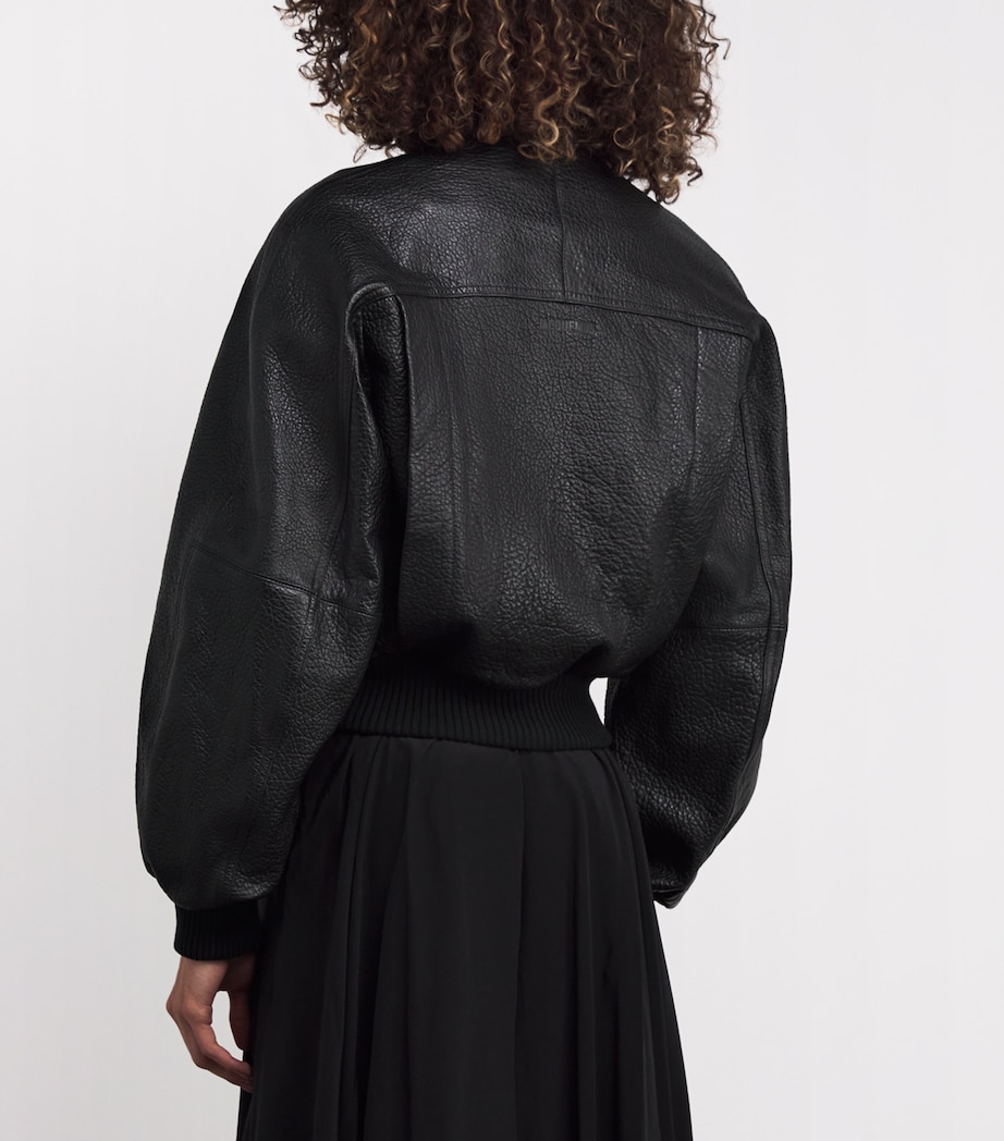 Gained Leather Bomber Jacket 990 BLACK Image 4