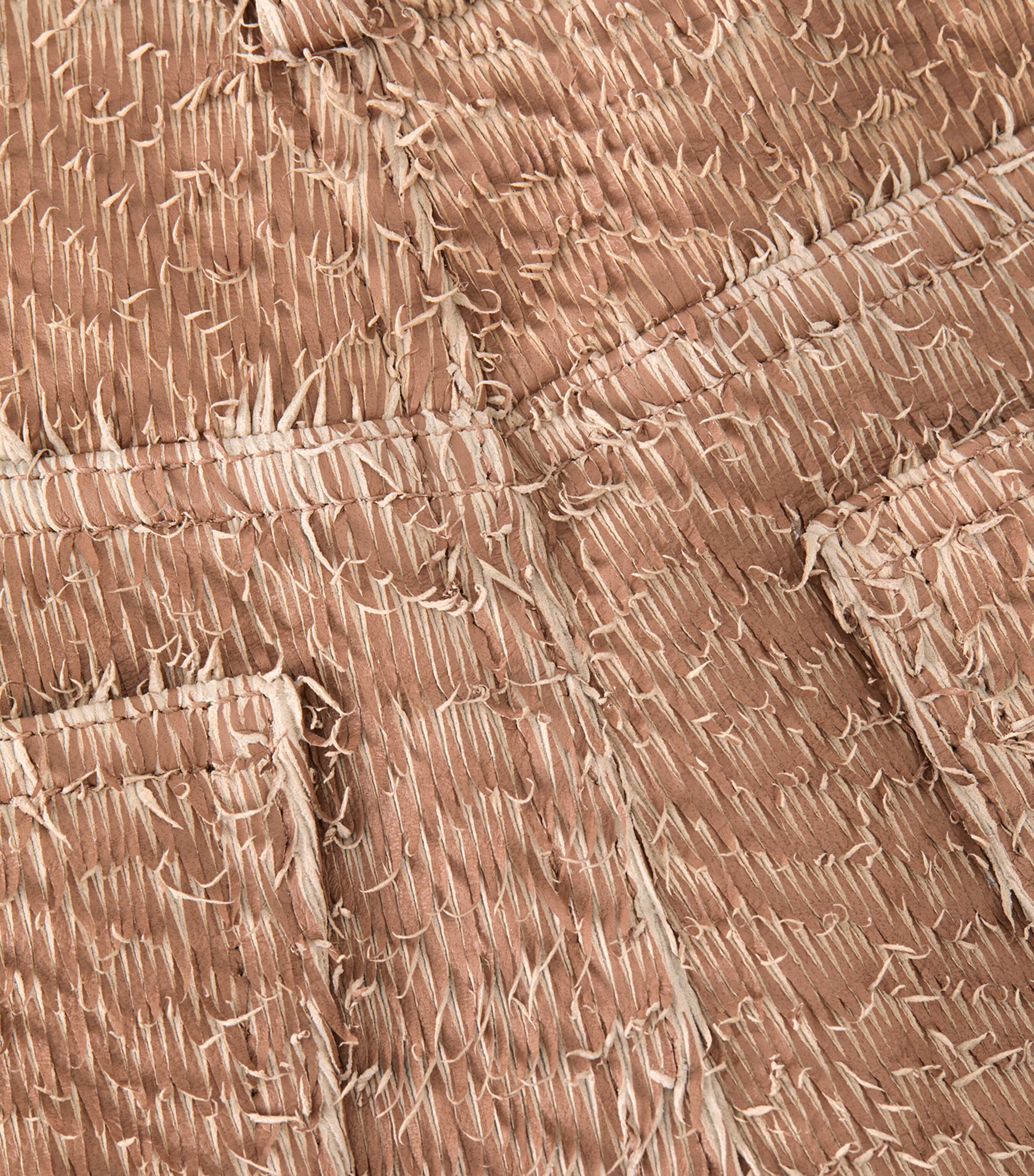LOEWE Womens Frayed Leather Trousers Beige Image 6