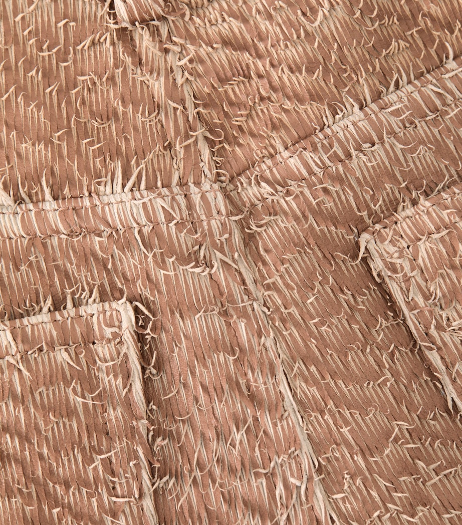 LOEWE Womens Frayed Leather Trousers Beige Image 6