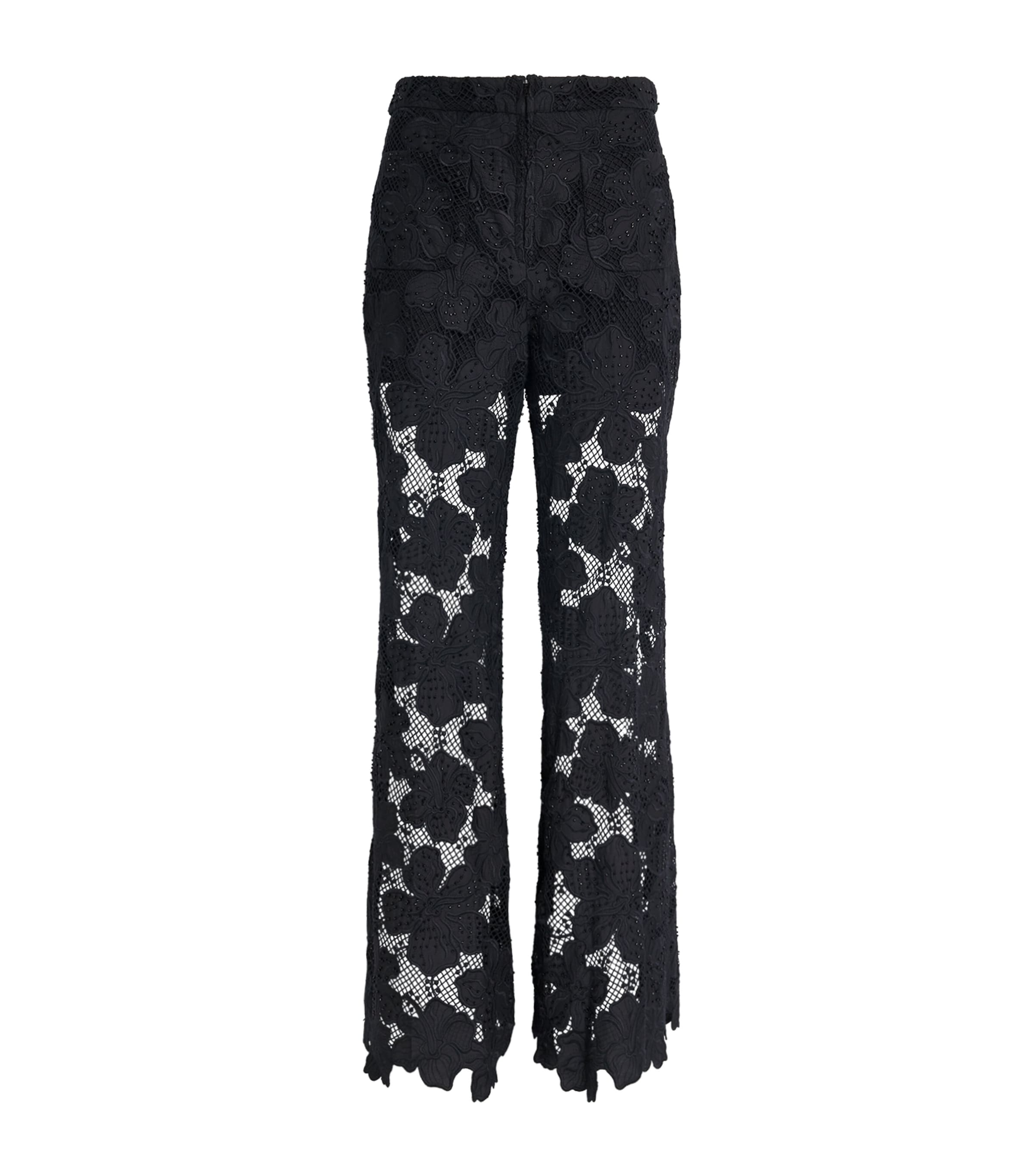 Sandro Paris Womens Guipure Lace Flared Trousers Black Image 1