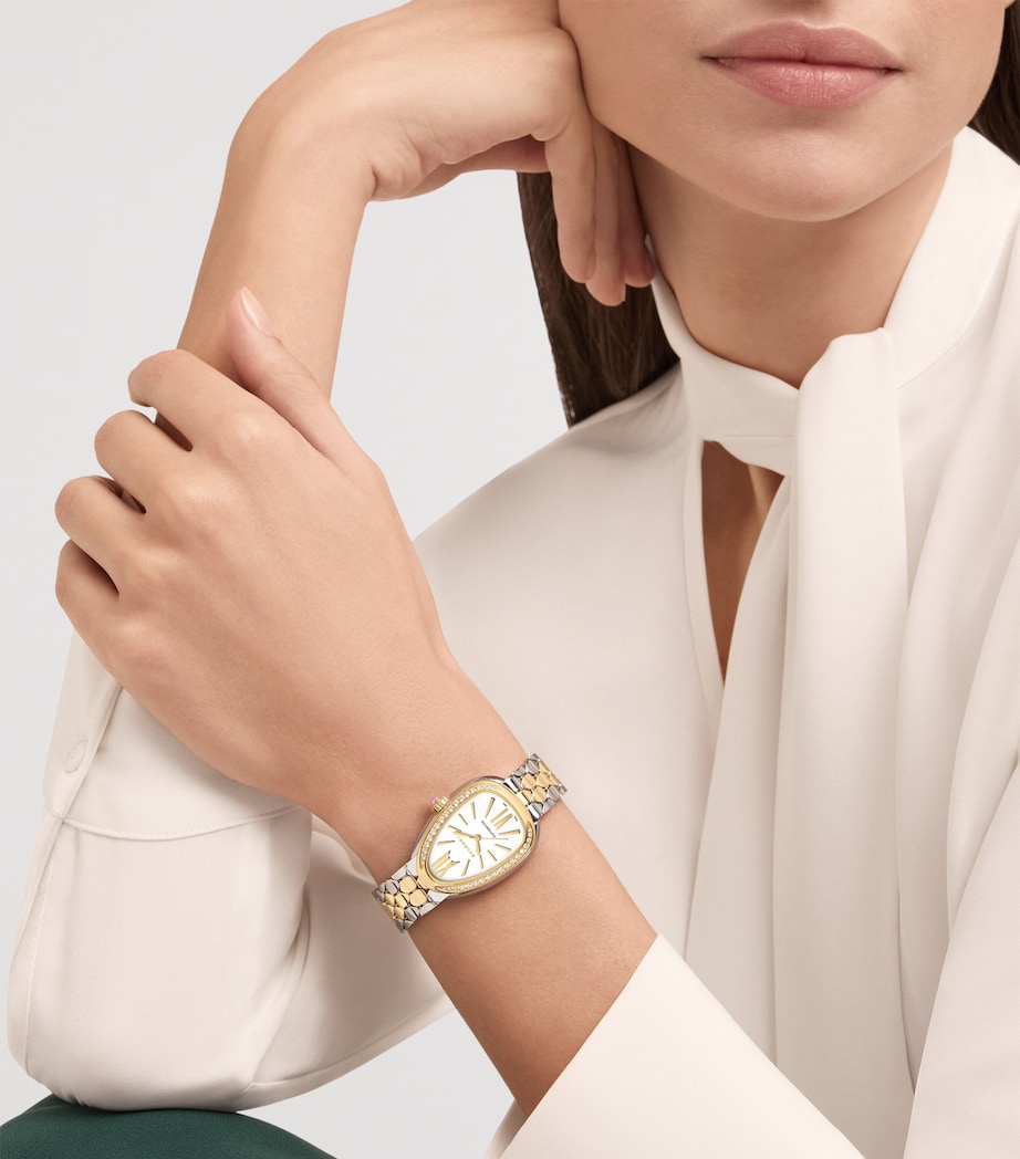 Bvlgari Yellow Gold, Stainless Steel and Diamond Serpenti Seduttori Watch 34mm White Image 4
