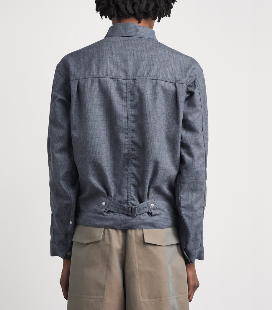 Junya Watanabe MAN Mens Wool Trucker Jacket Blue Gray Image 5